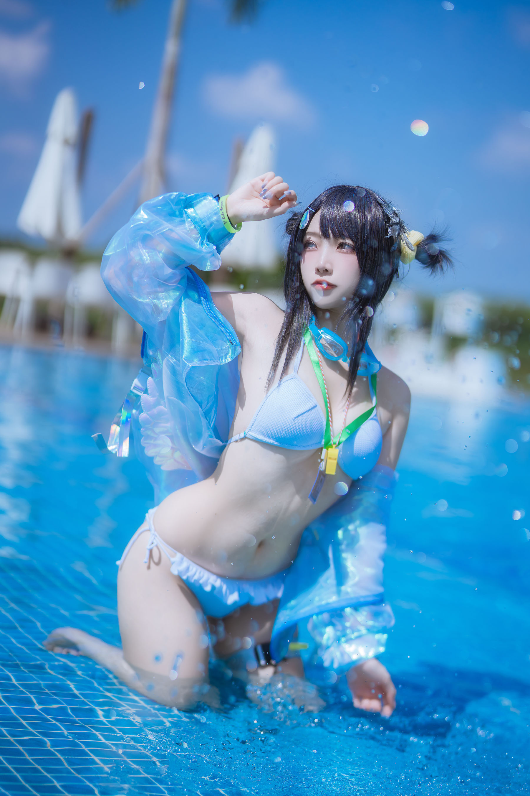 人气Coser 二佐Nisa - 泰拉夏日纪事 方舟羽毛笔泳装/(24P)