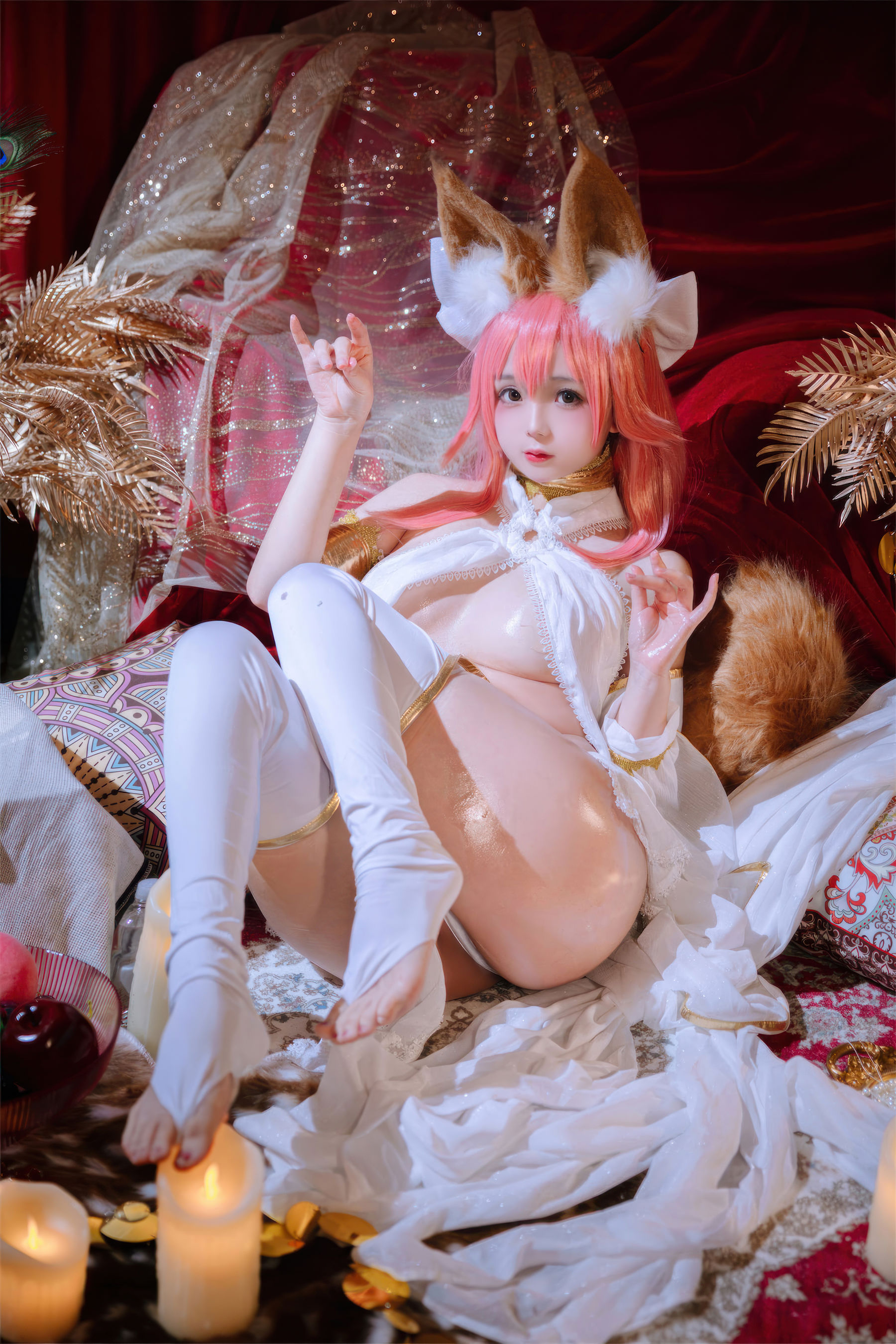 Cosplay 日奈娇 - 玉藻前舞娘 涂油/(51P)