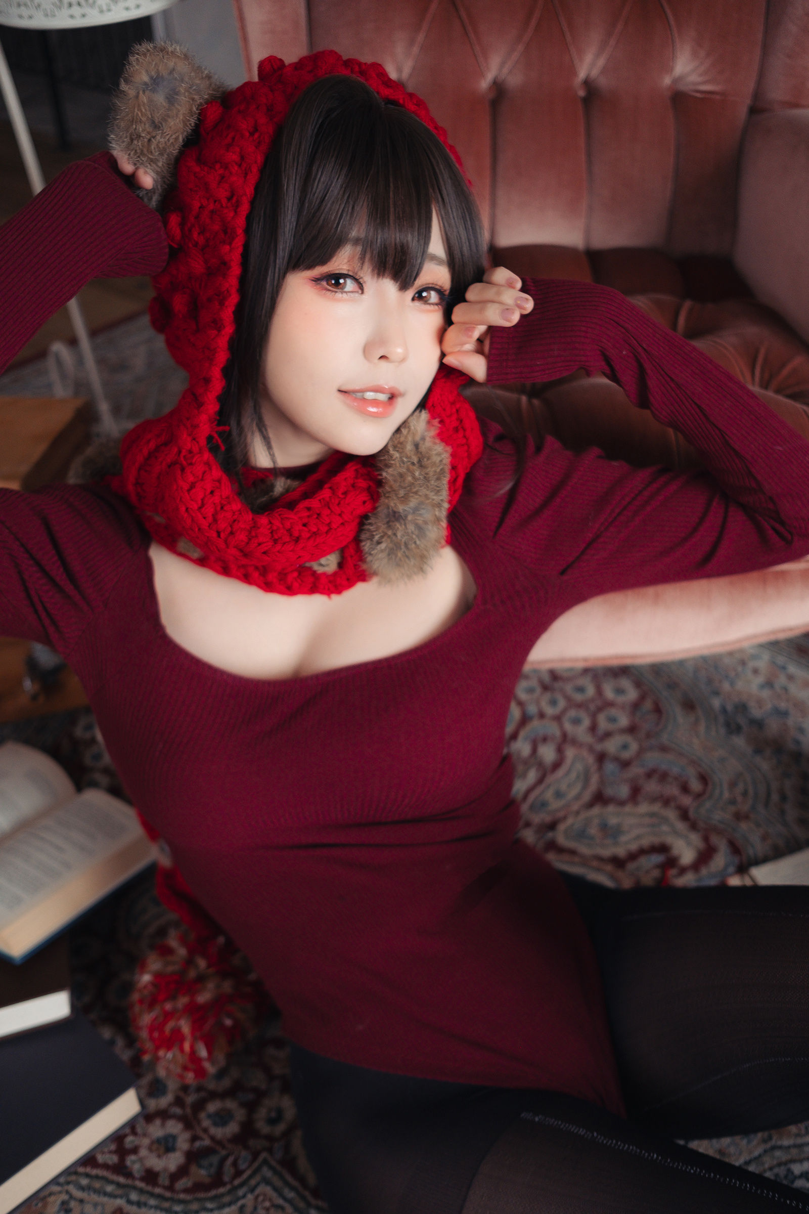 Ely_eee (ElyEE子) - 红色 KNITTING/(52P)