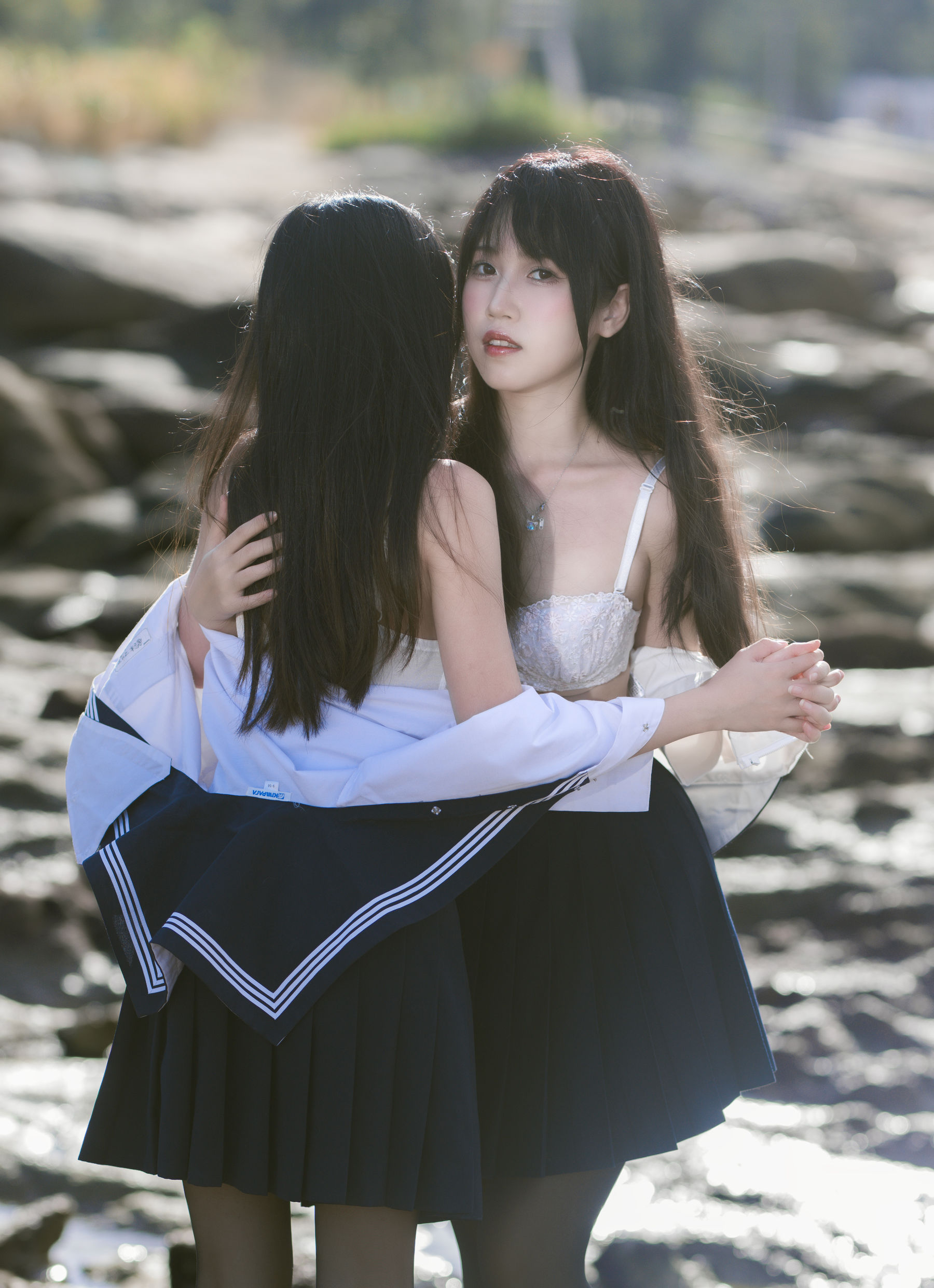 微博人气Coser 不呆猫&三無人型 - 水手服百合黑丝/(51P)