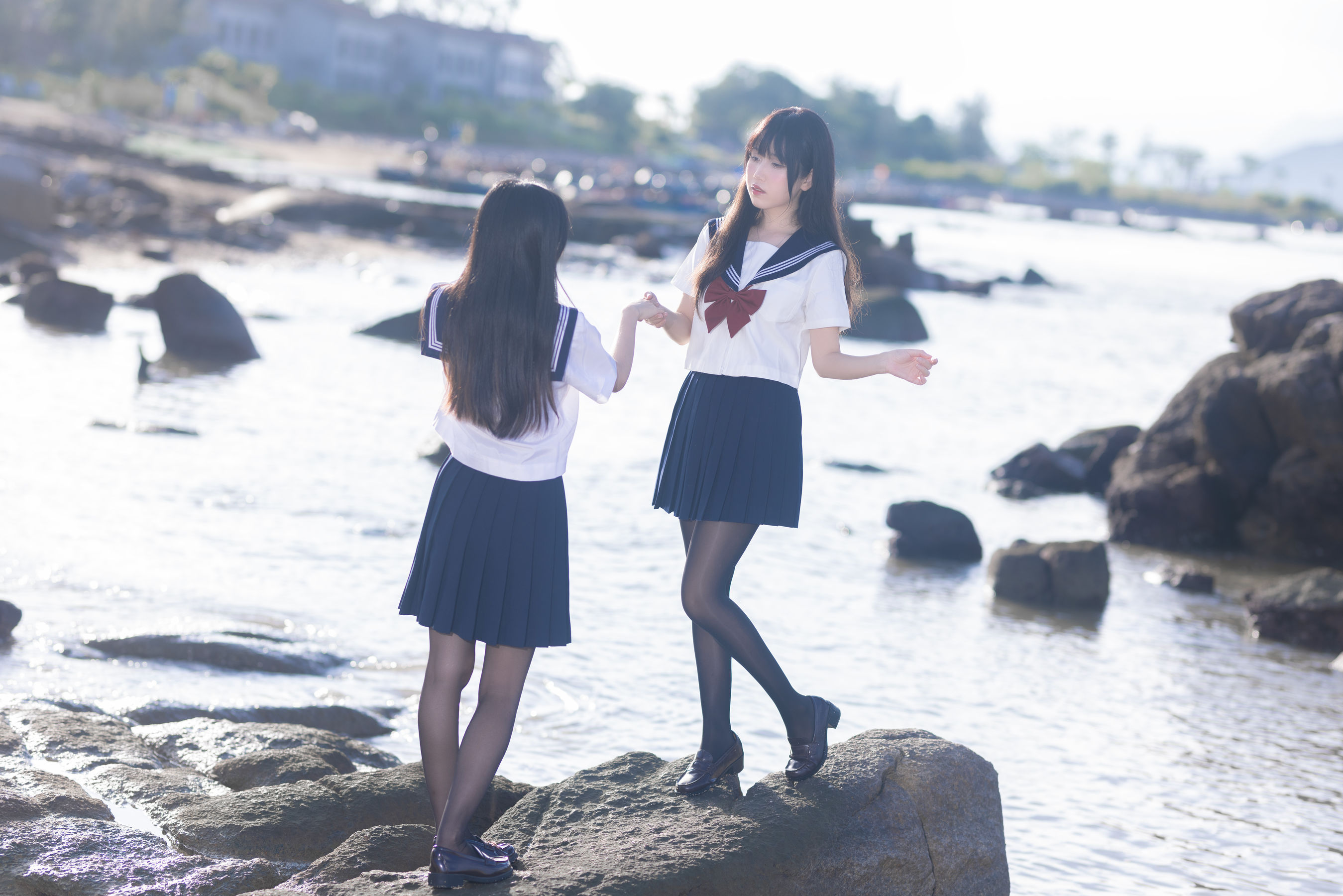 微博人气Coser 不呆猫&三無人型 - 水手服百合黑丝/(51P)