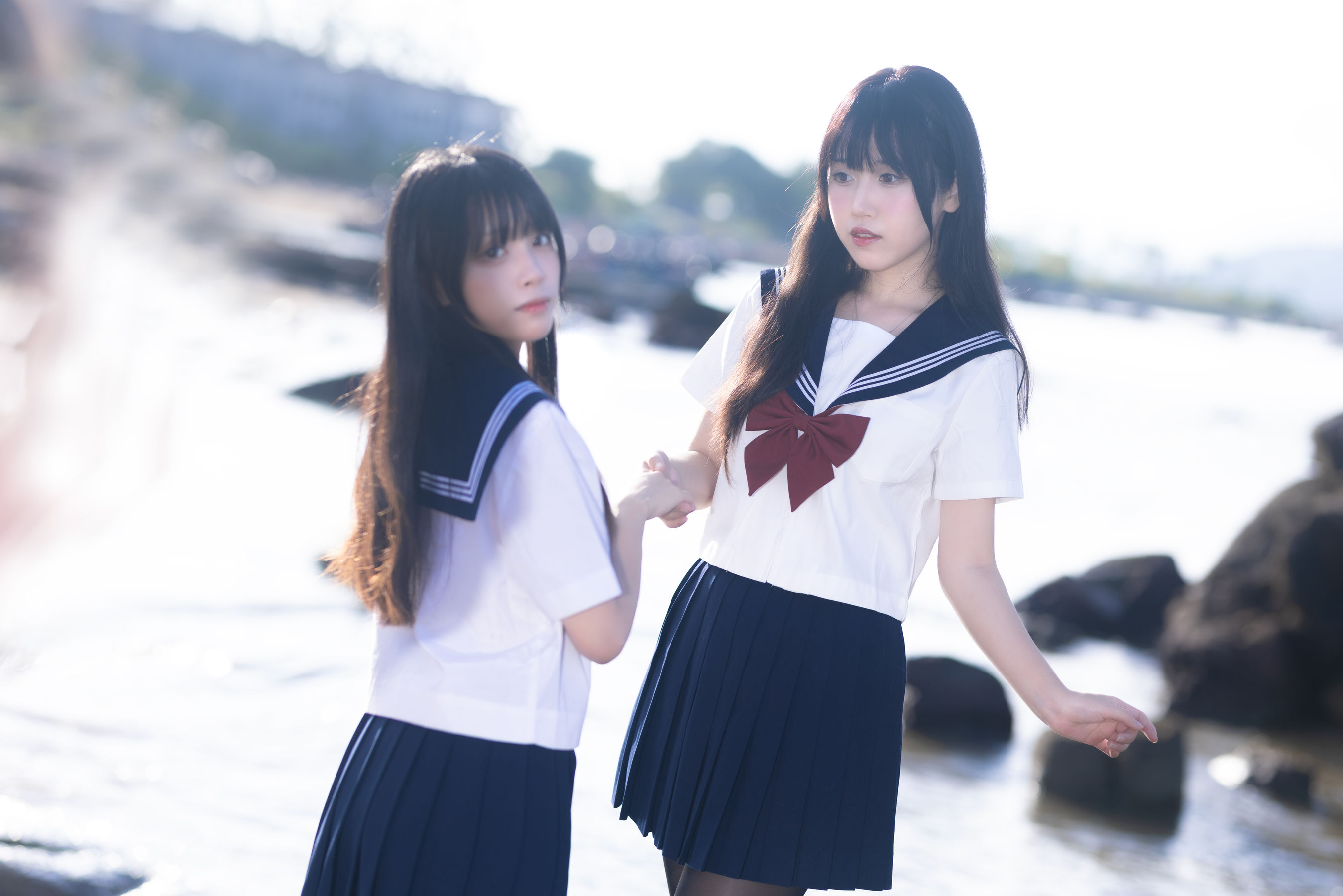 微博人气Coser 不呆猫&三無人型 - 水手服百合黑丝/(51P)