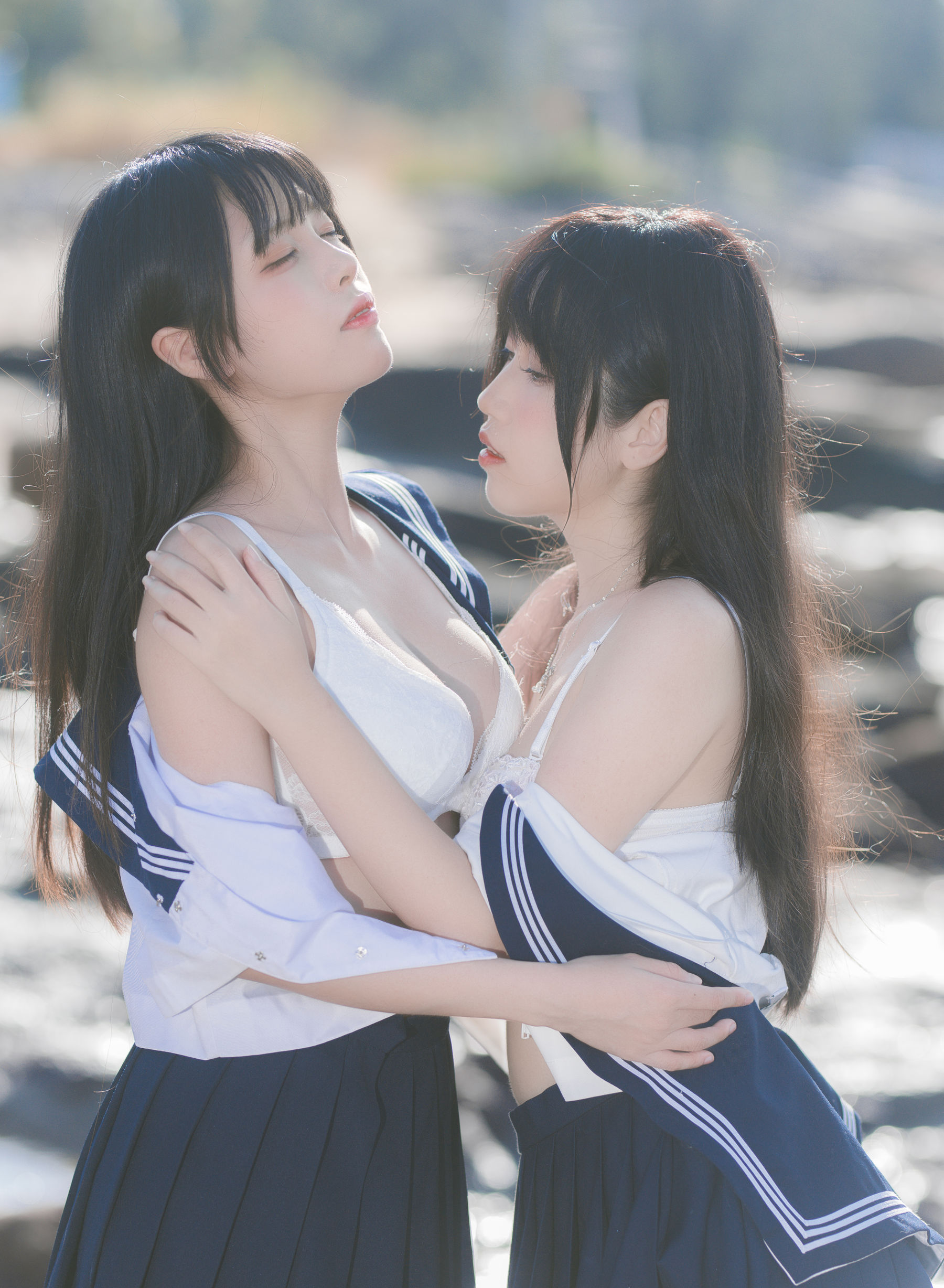 微博人气Coser 不呆猫&三無人型 - 水手服百合黑丝/(51P)