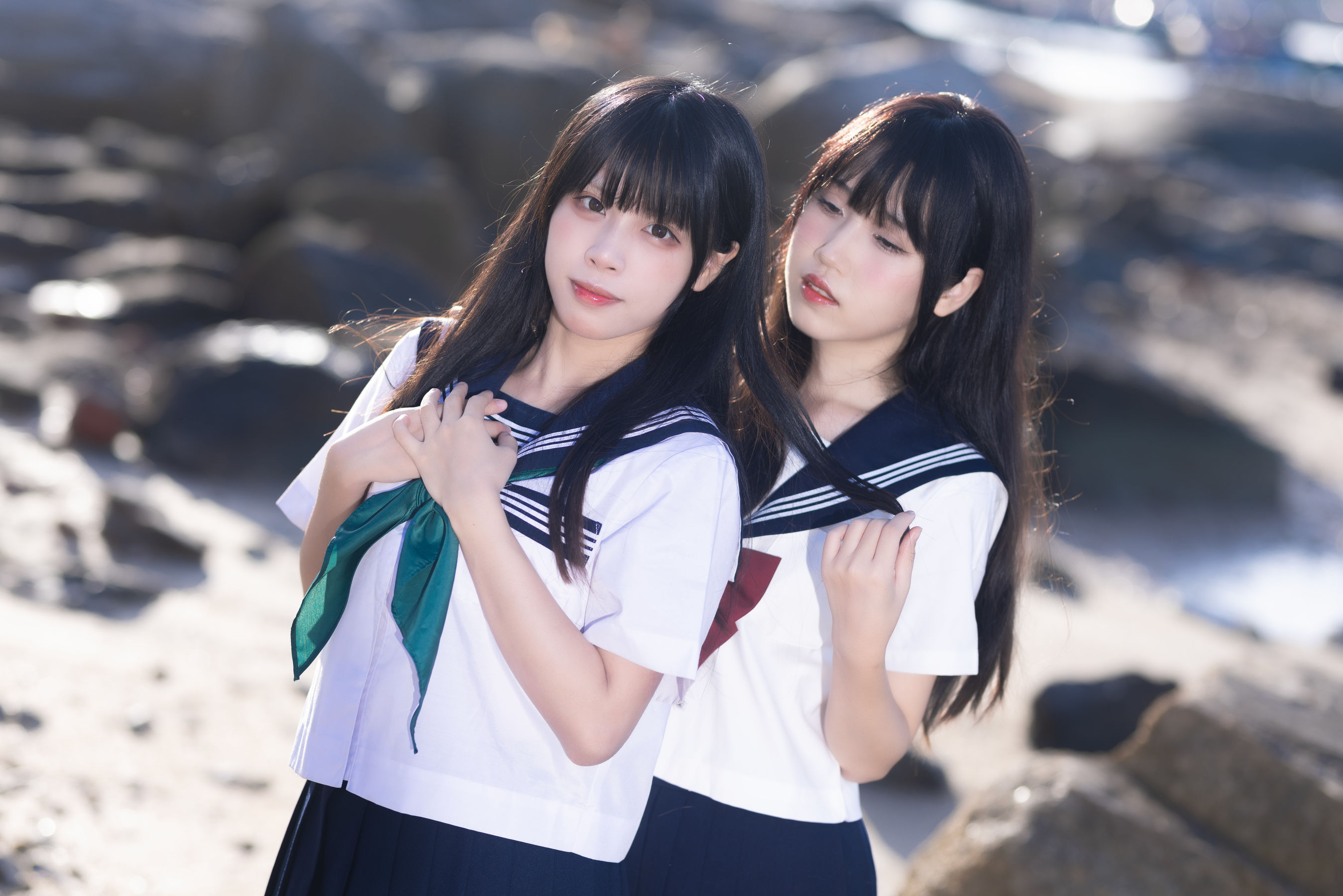 微博人气Coser 不呆猫&三無人型 - 水手服百合黑丝/(51P)