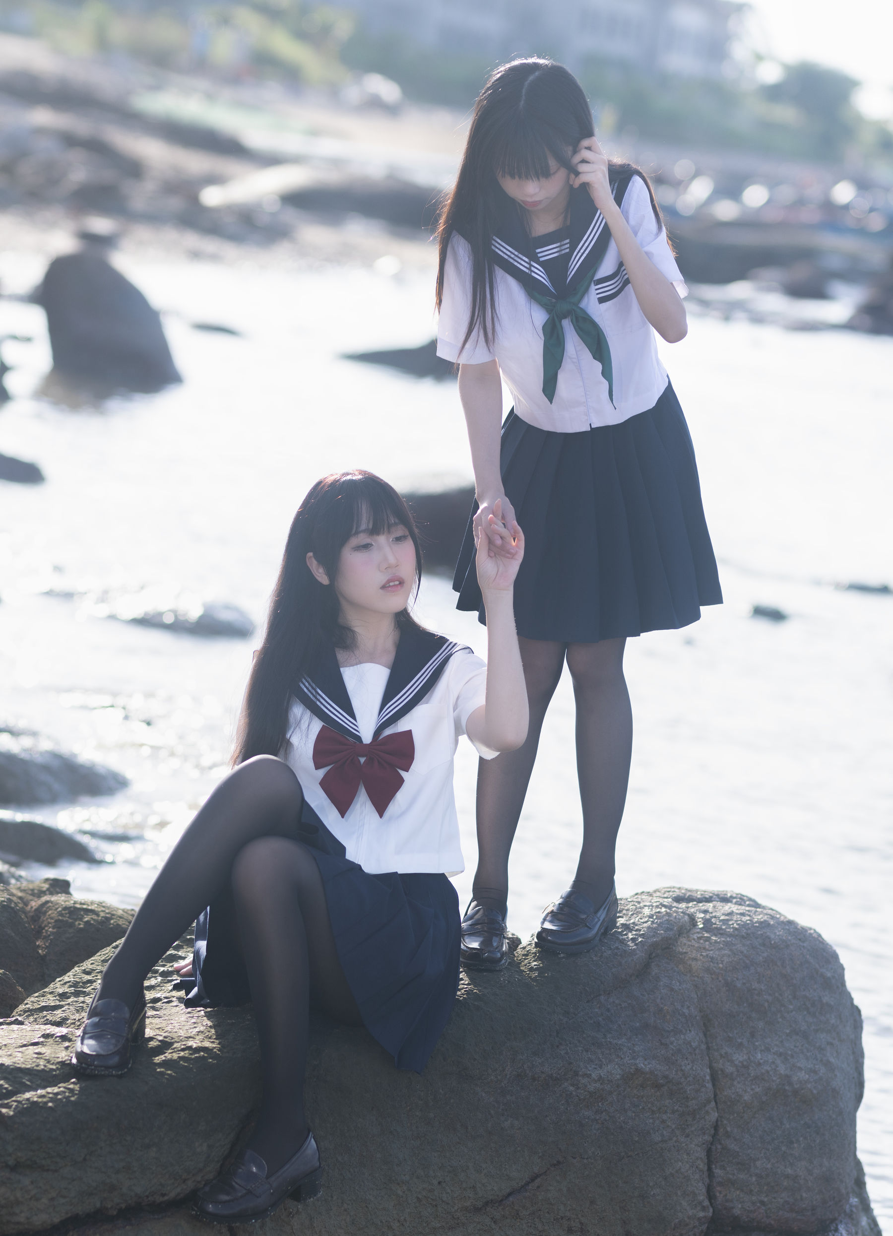 微博人气Coser 不呆猫&三無人型 - 水手服百合黑丝/(51P)