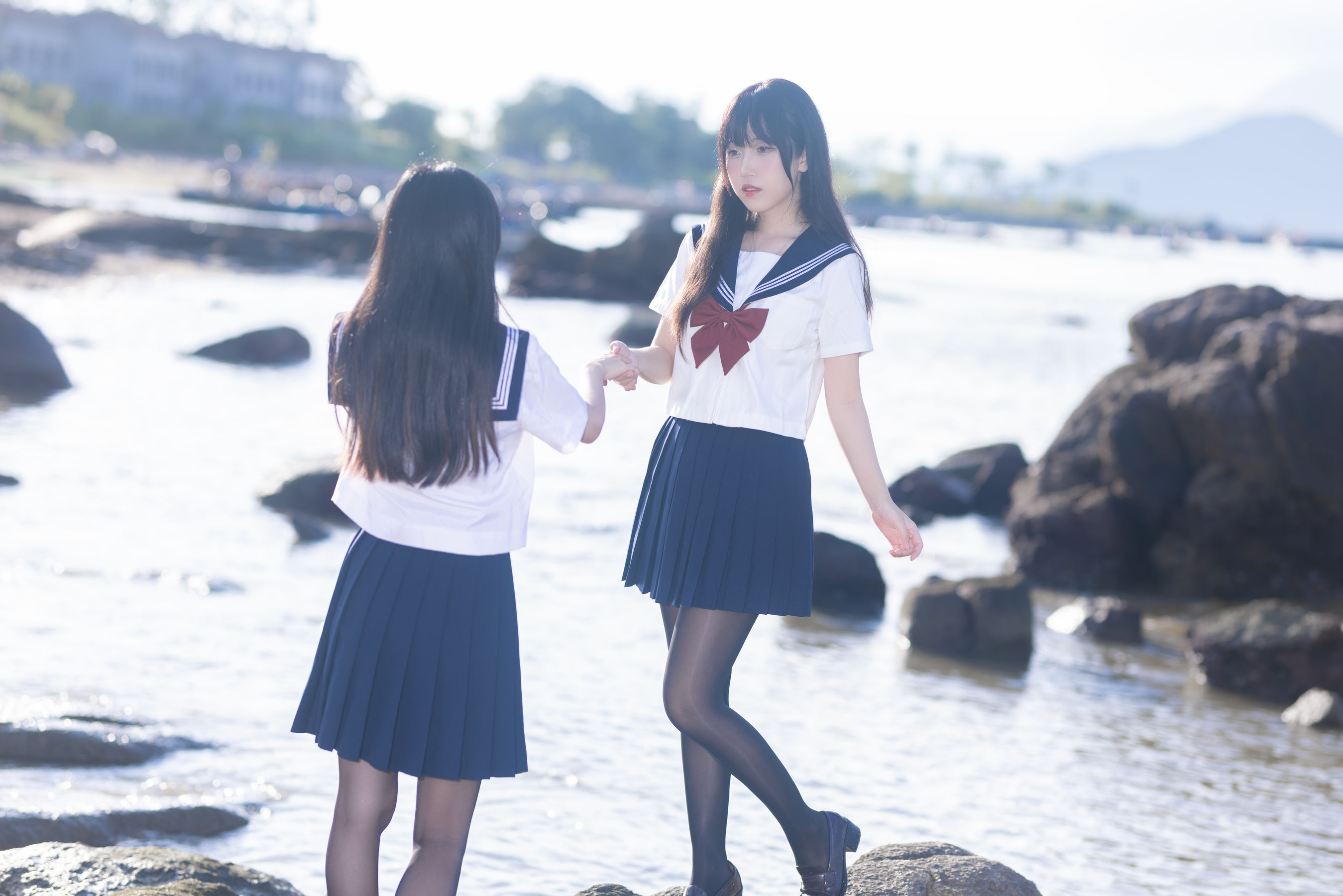 微博人气Coser 不呆猫&三無人型 - 水手服百合黑丝/(51P)