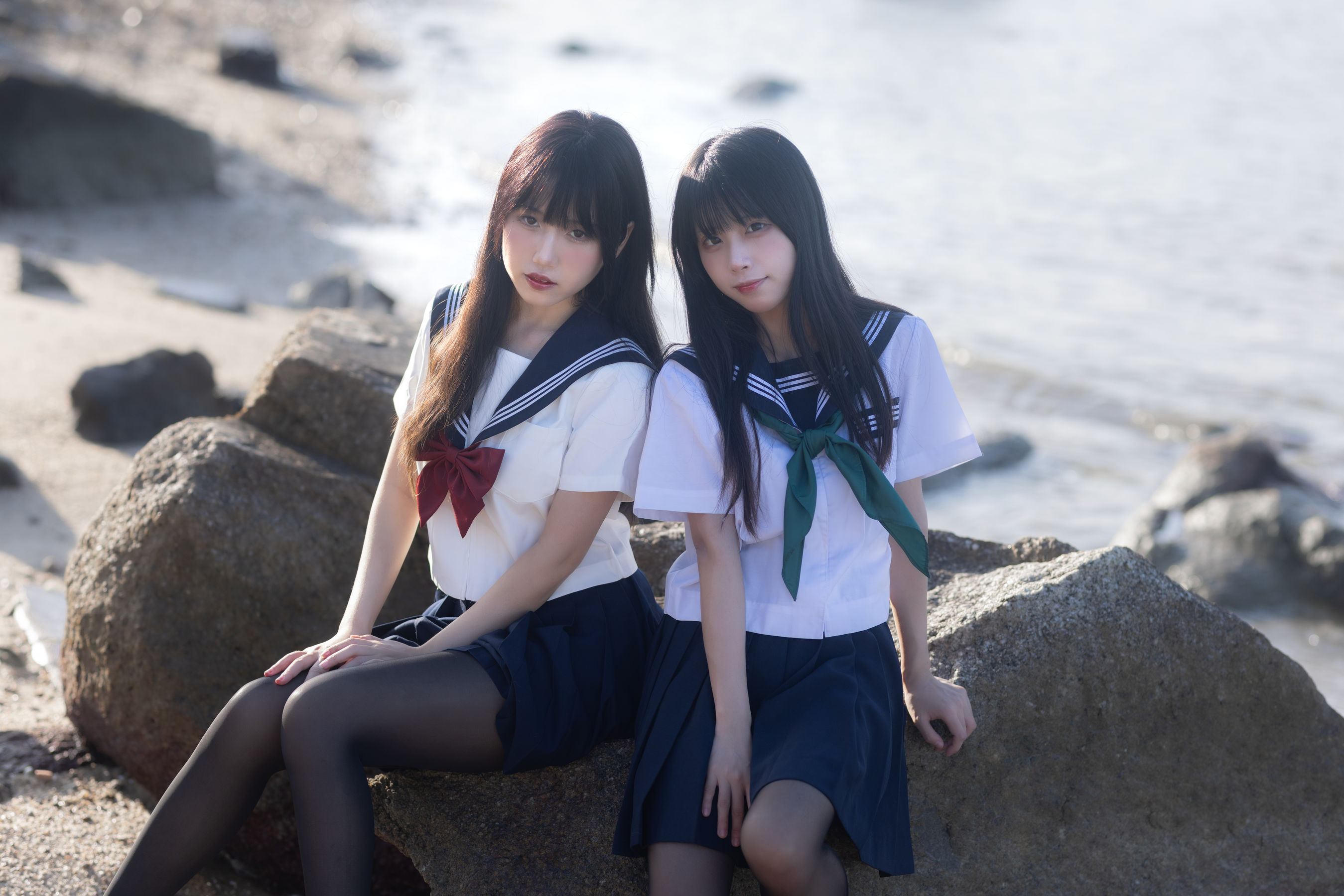 微博人气Coser 不呆猫&三無人型 - 水手服百合黑丝/(51P)