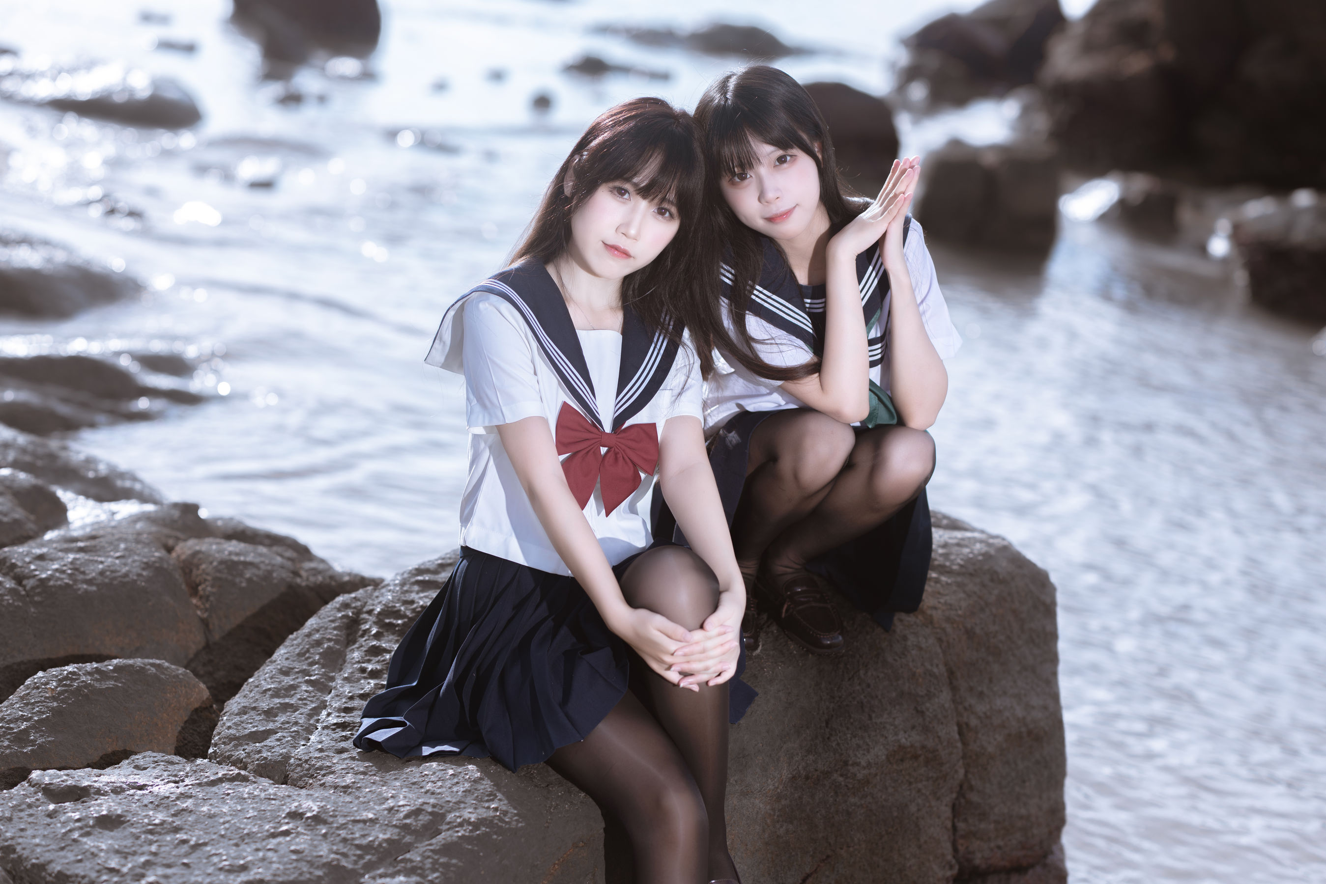 微博人气Coser 不呆猫&三無人型 - 水手服百合黑丝/(51P)