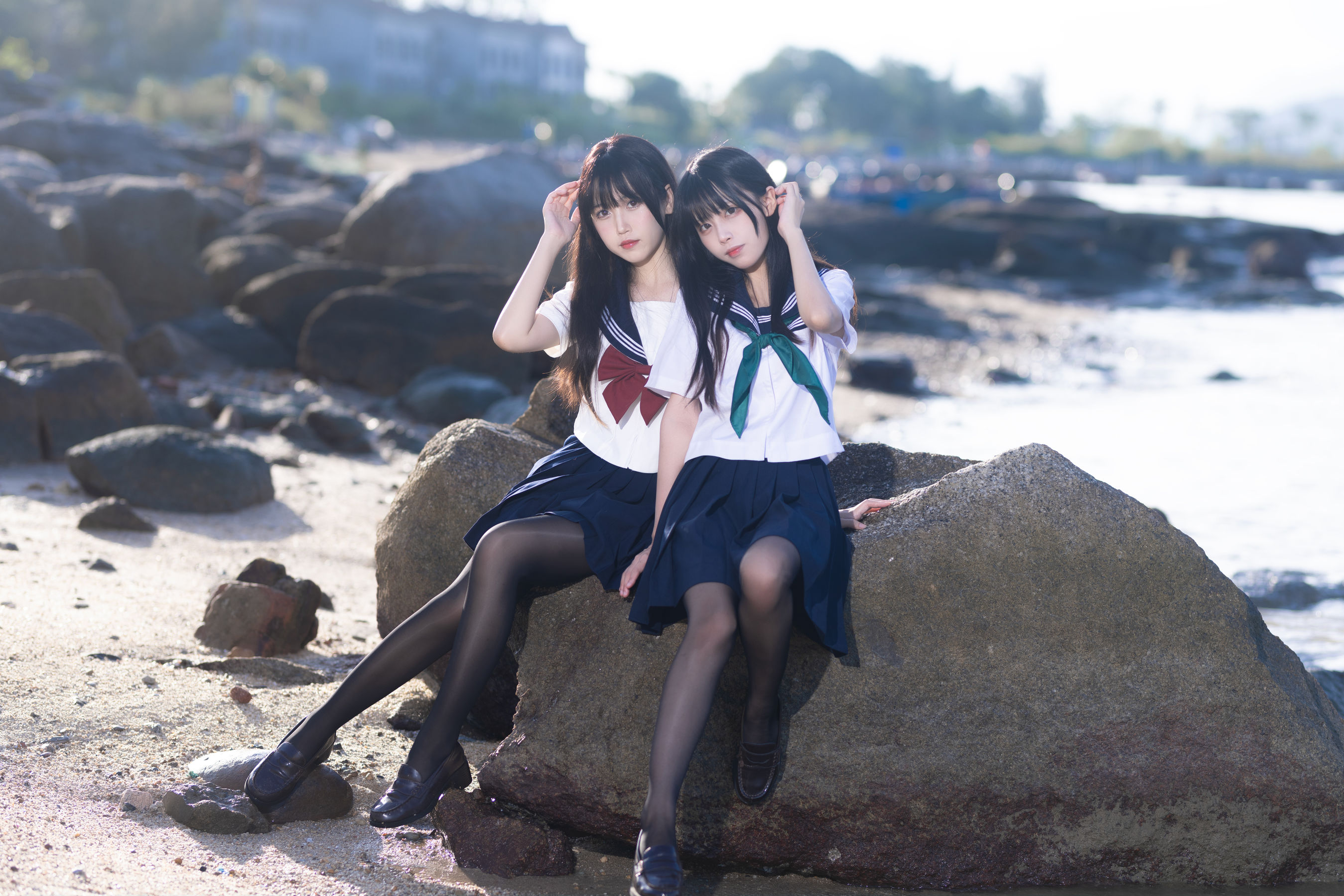 微博人气Coser 不呆猫&三無人型 - 水手服百合黑丝/(51P)