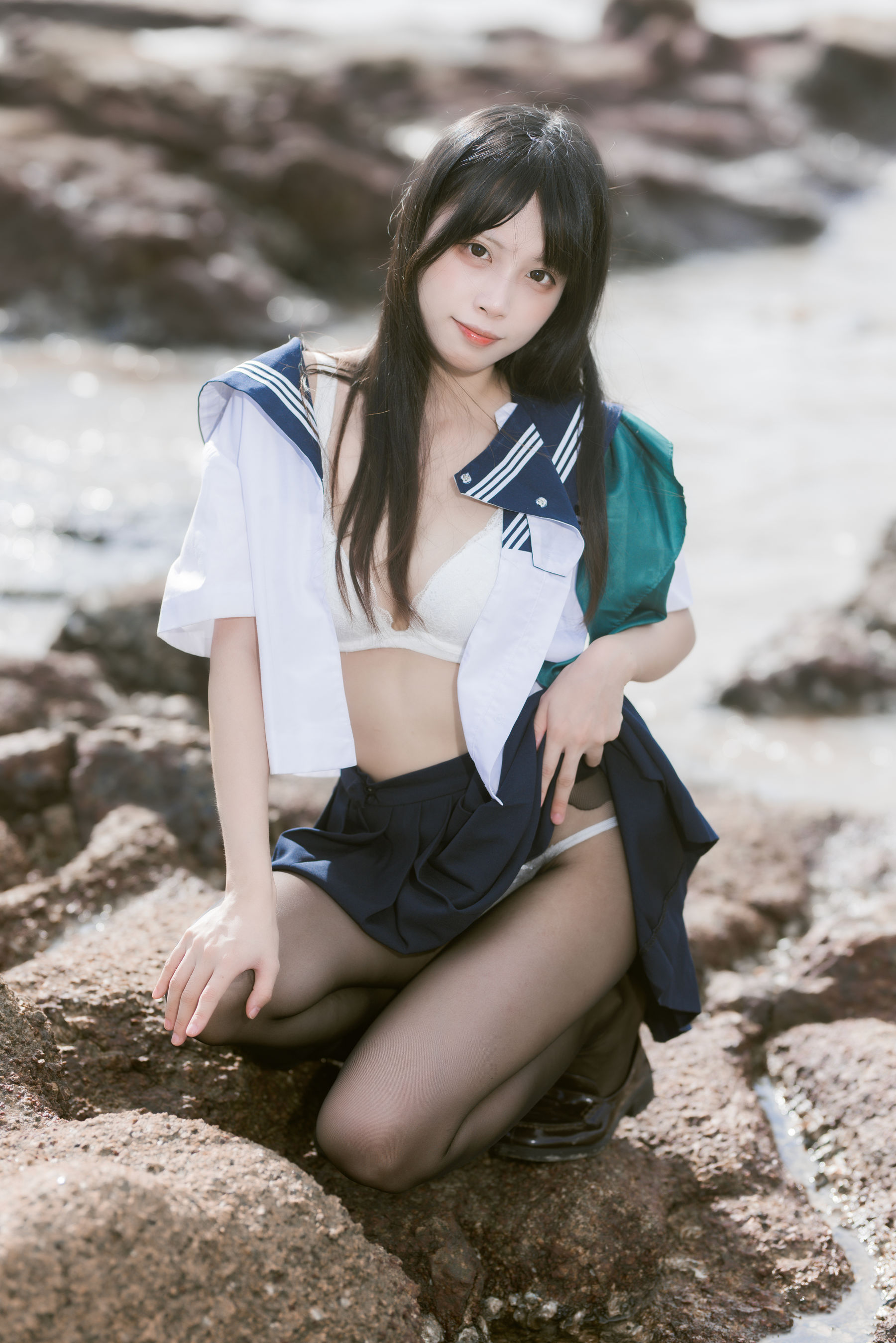 微博人气Coser 不呆猫&三無人型 - 水手服百合黑丝/(51P)