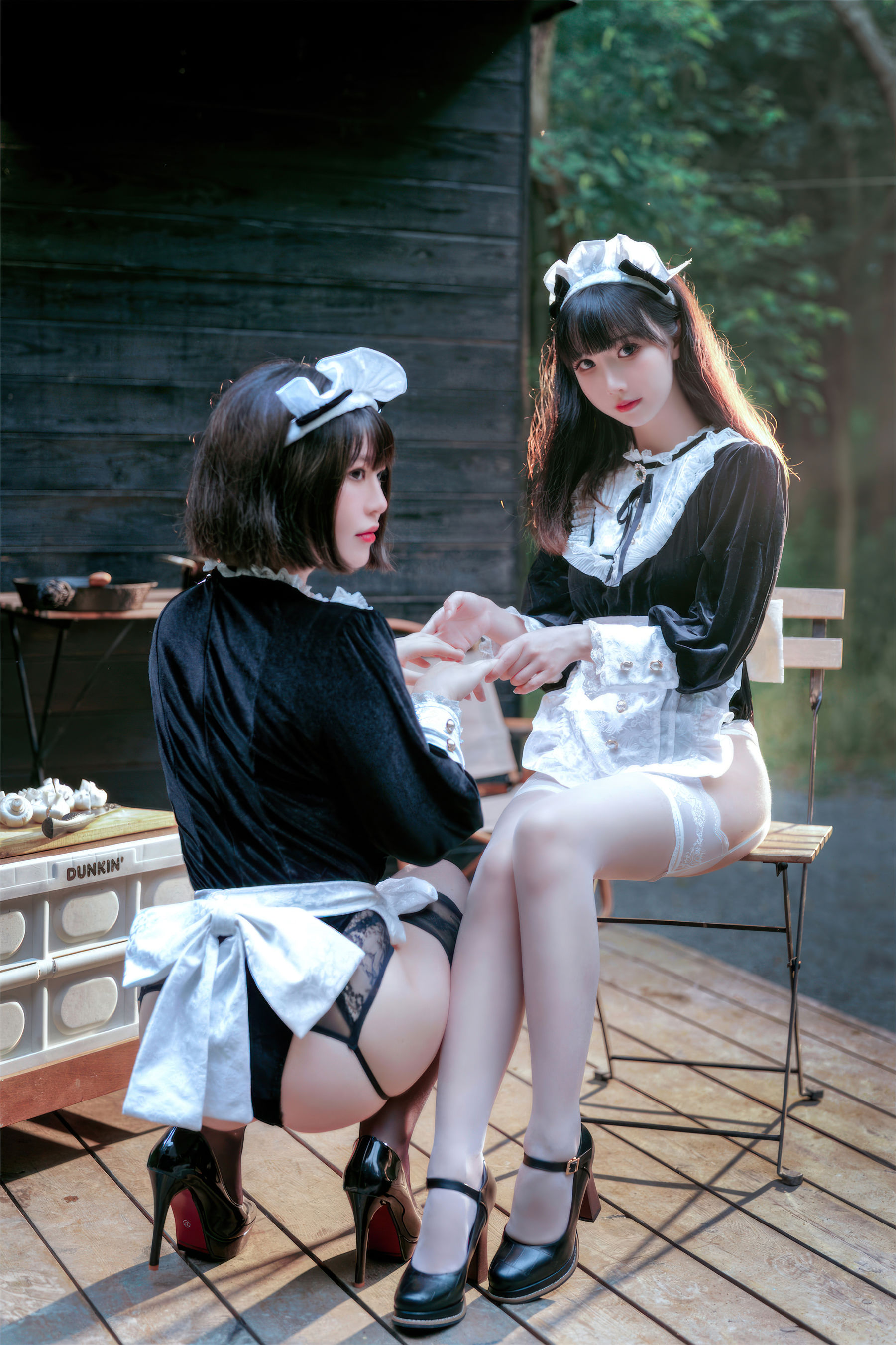 可爱人气Coser  面饼仙儿&半半子 - Maid姉妹/(74P)