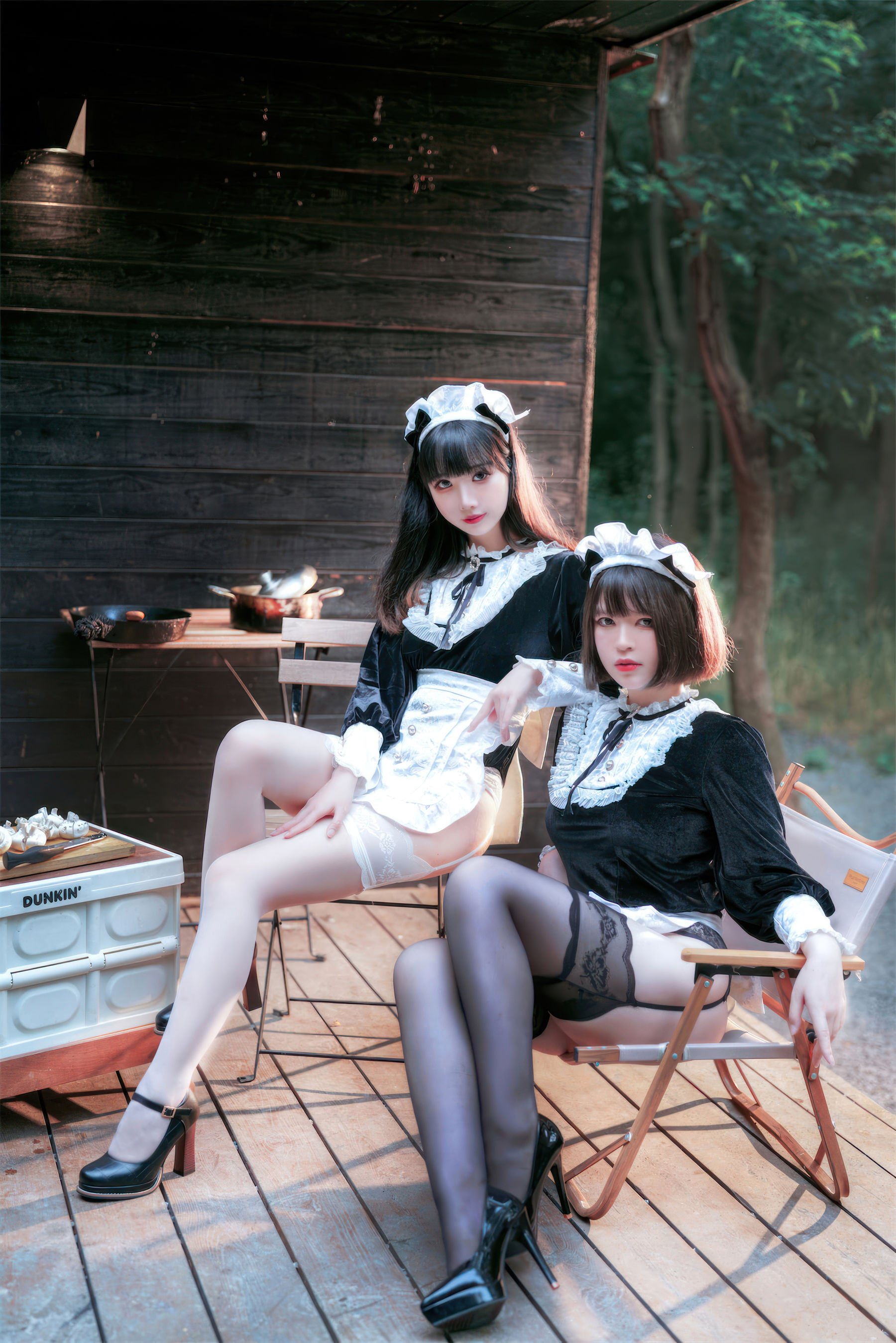 可爱人气Coser  面饼仙儿&半半子 - Maid姉妹/(74P)