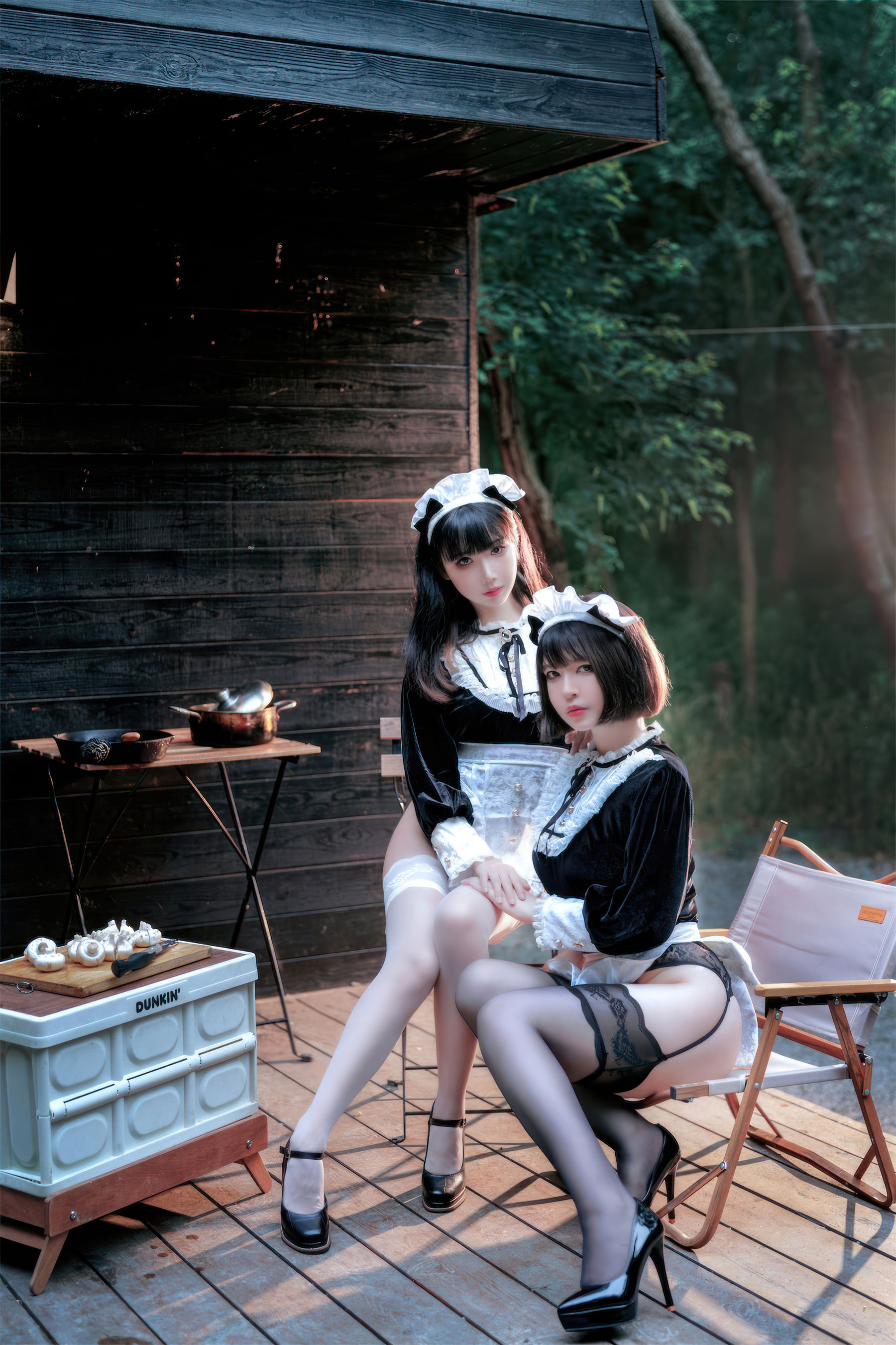 可爱人气Coser  面饼仙儿&半半子 - Maid姉妹/(74P)