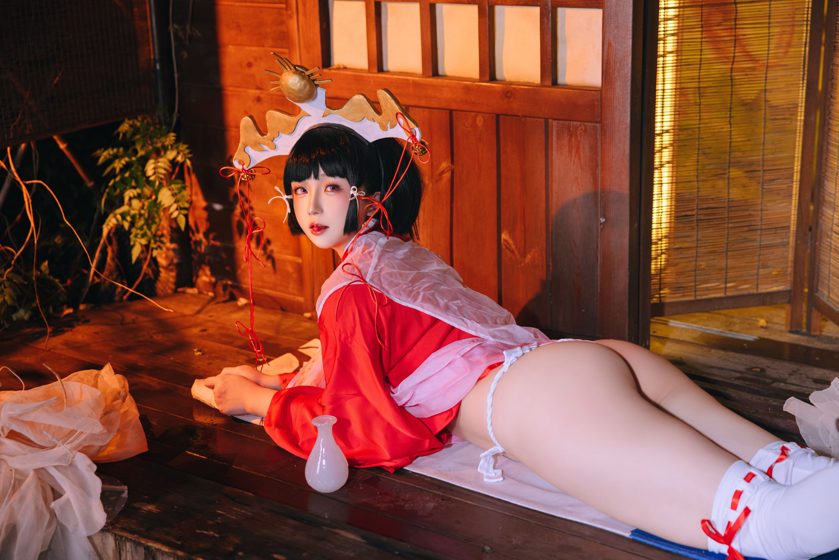 Cosplay 日奈娇 - 辉夜巫女/(80P)