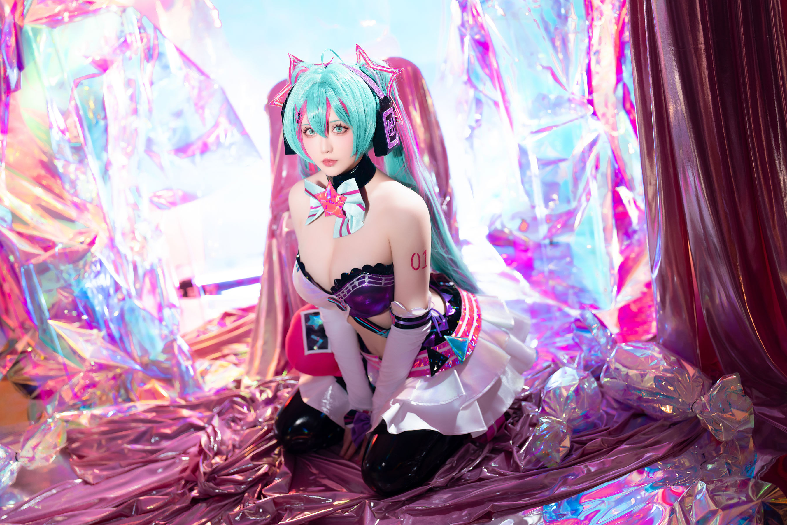 Coser小姐姐 星之迟迟 - Miku初音未来 喵斯快跑/(57P)