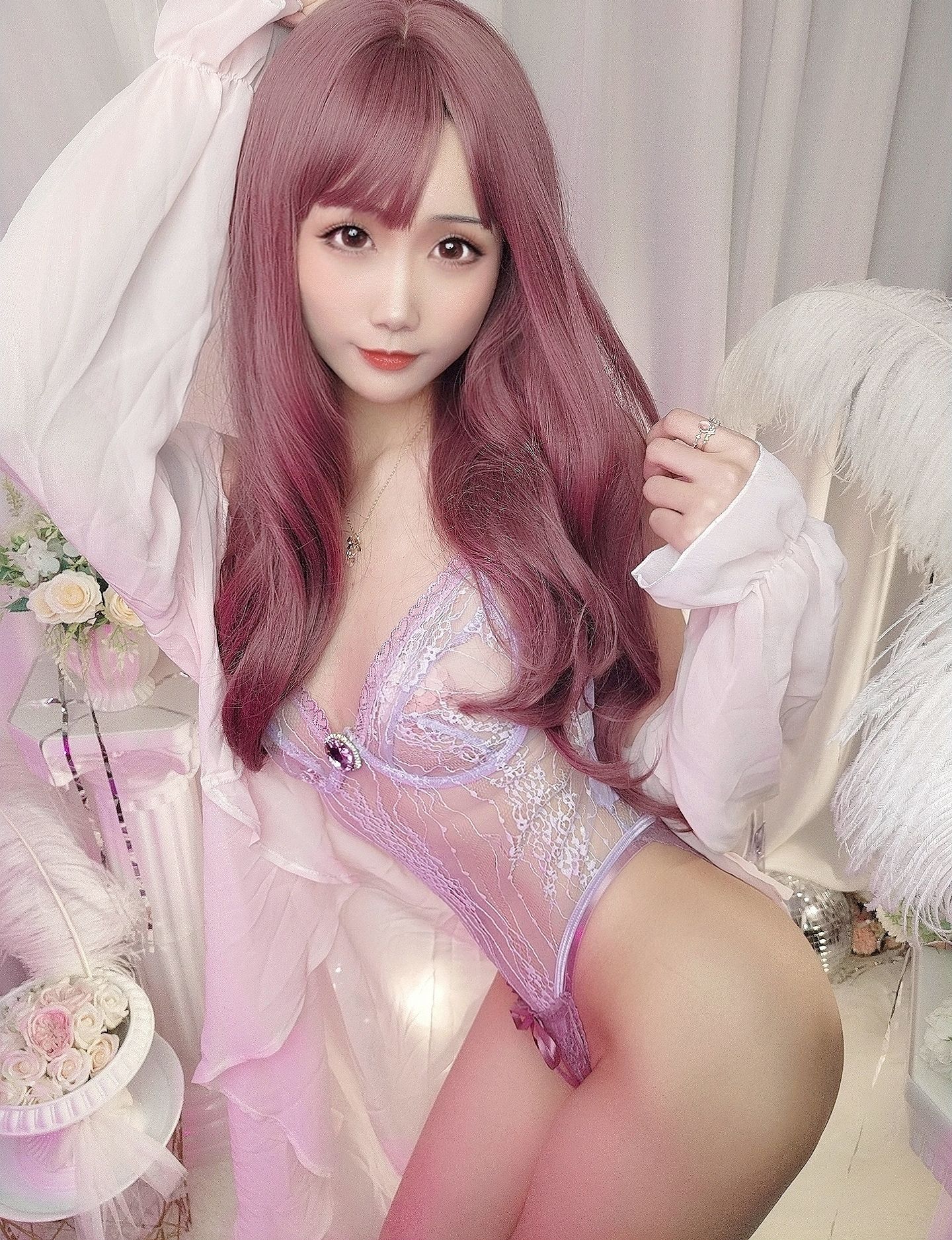 [Cosplay] 动漫博主曉美媽 - (圣诞自拍)紫色迷情/(10P)