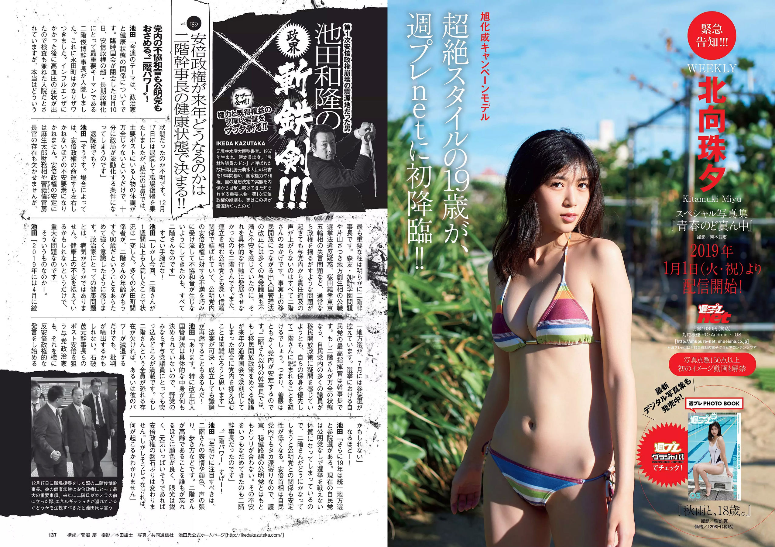 西野七瀬 傳谷英里香 大原優乃 忍野さら えなこ RENA 北野日奈子 [Weekly Playboy] 2019年No.01-02 写真杂志/(40P)