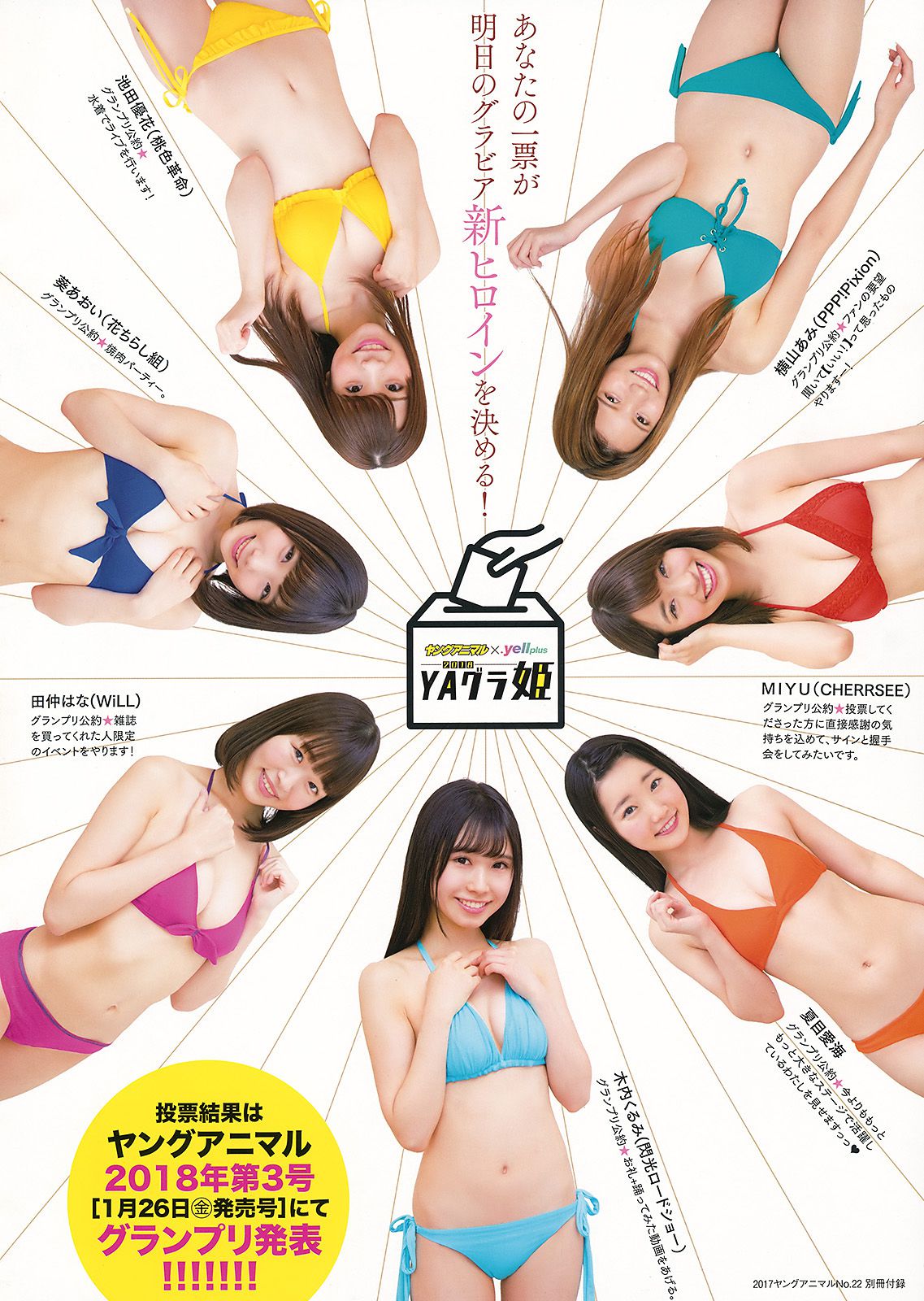 池田優花 葵あおい MIYU 夏目爱海 木内くるみ 横山あみ(横山亚美) [Young Animal] 2017年No.22 写真杂志/(33P)