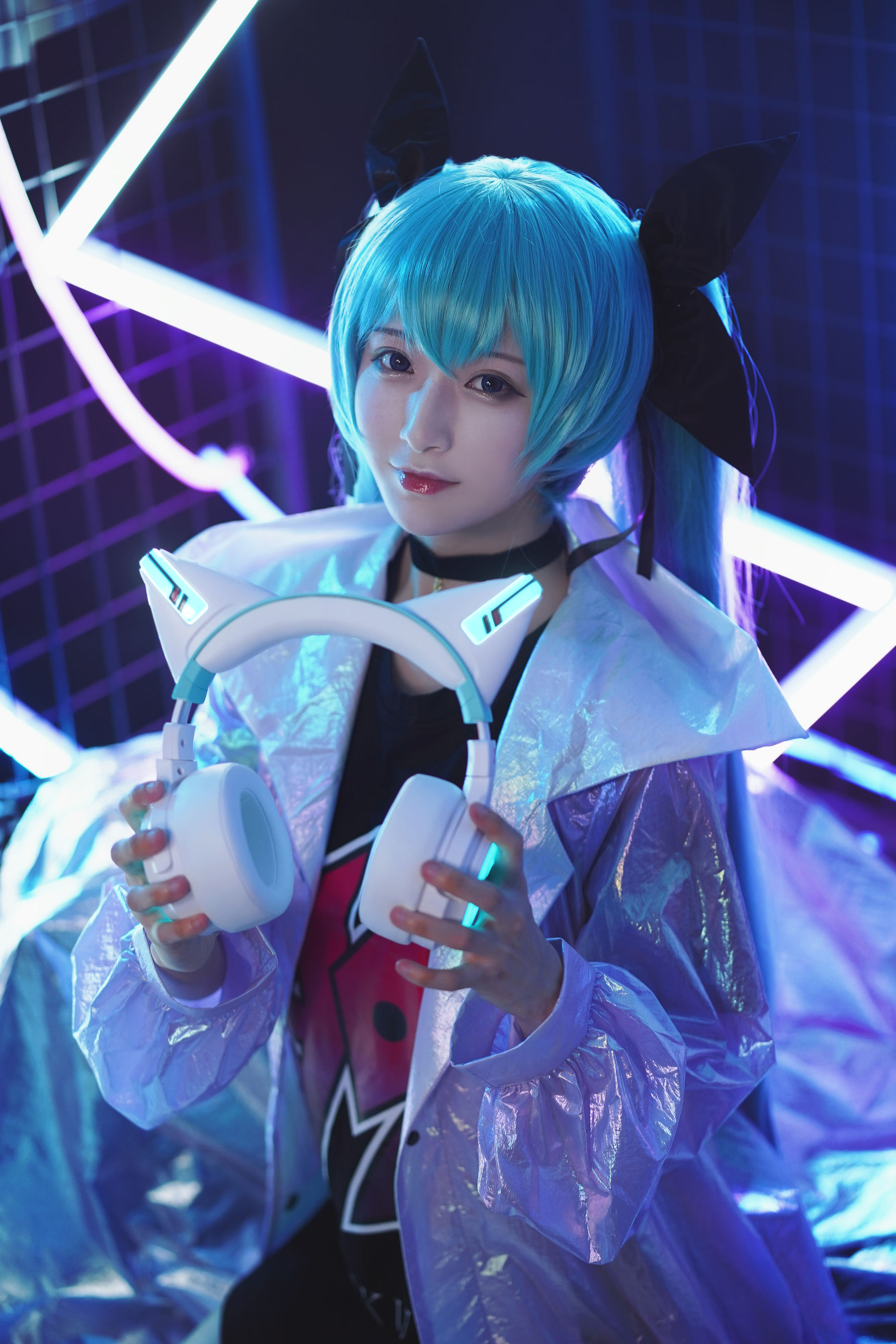 [Cosplay写真] 动漫博主铁板烧鬼舞w - 妖舞耳机miku/(17P)