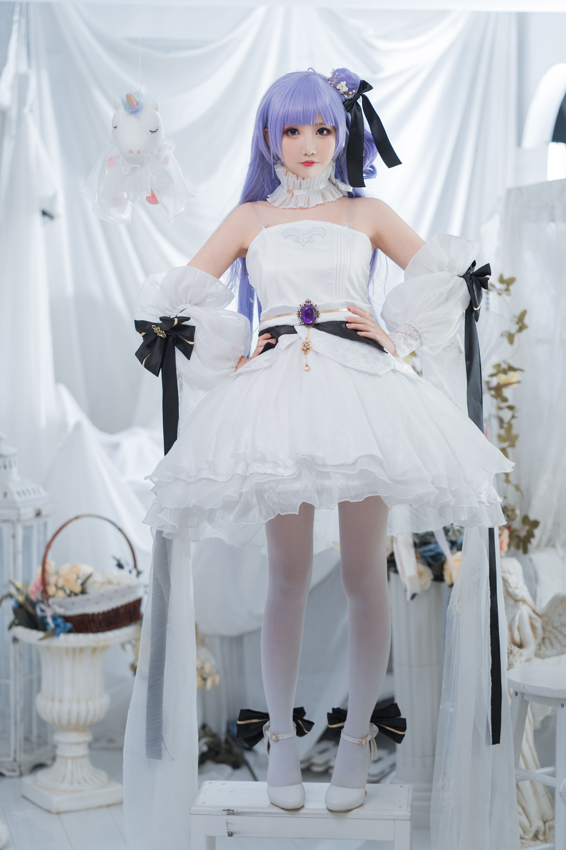 [Cosplay写真] 可爱人气Coser面饼仙儿 - 独角兽婚纱/(14P)