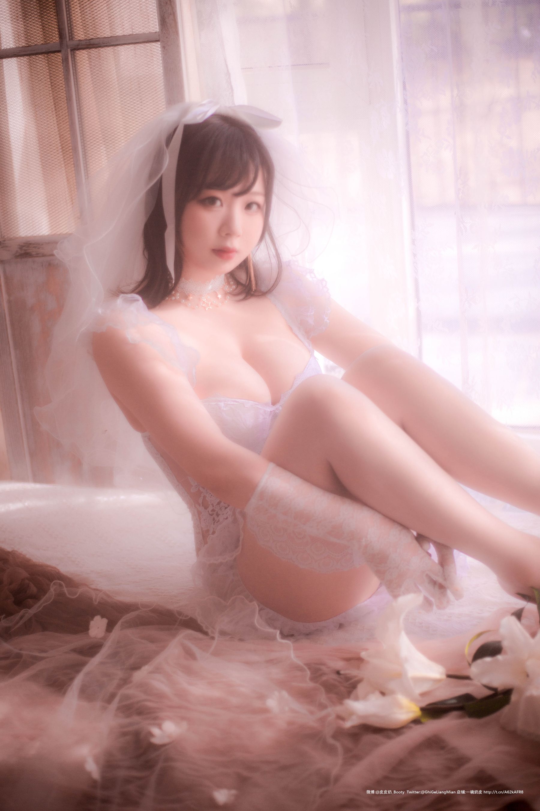 [Cosplay写真] 皮皮奶可可爱了啦 - 朦胧婚纱/(66P)