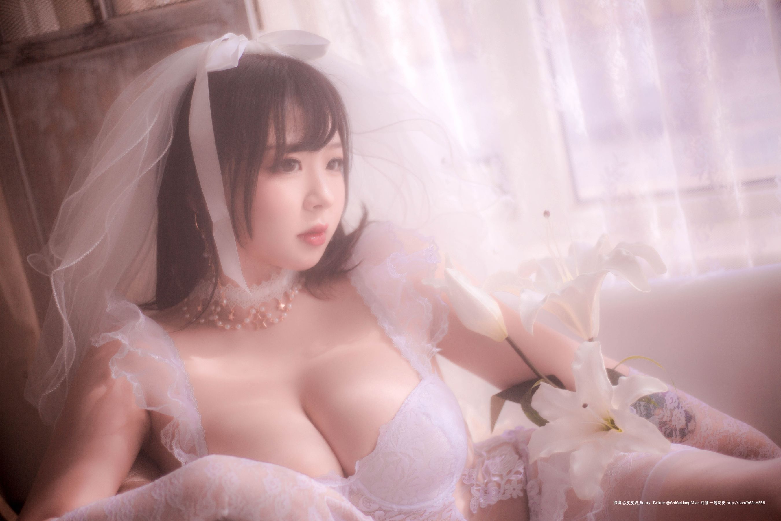 [Cosplay写真] 皮皮奶可可爱了啦 - 朦胧婚纱/(66P)