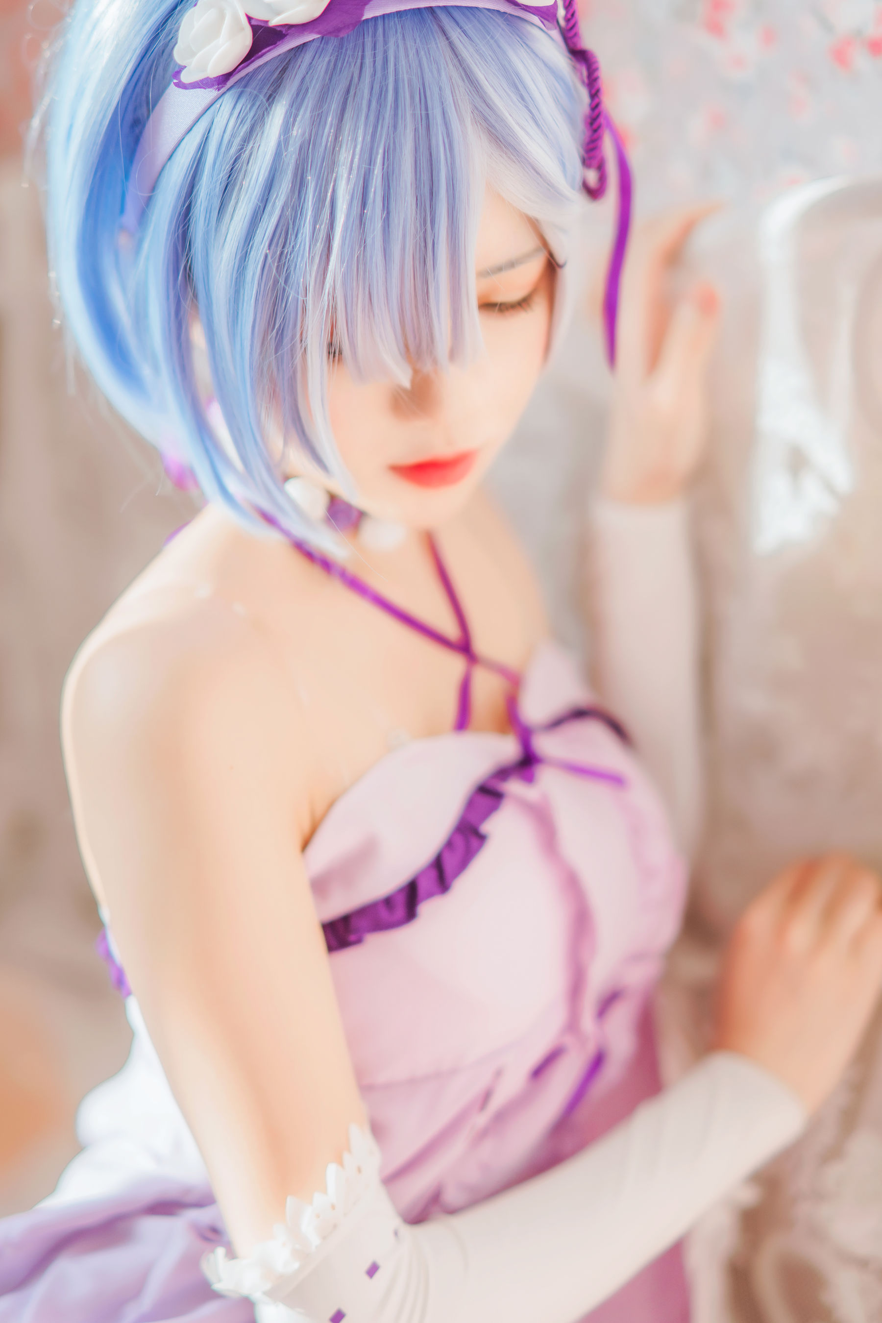 [Cosplay写真] 动漫博主蠢沫沫 - 蕾姆小睡裙/(40P)