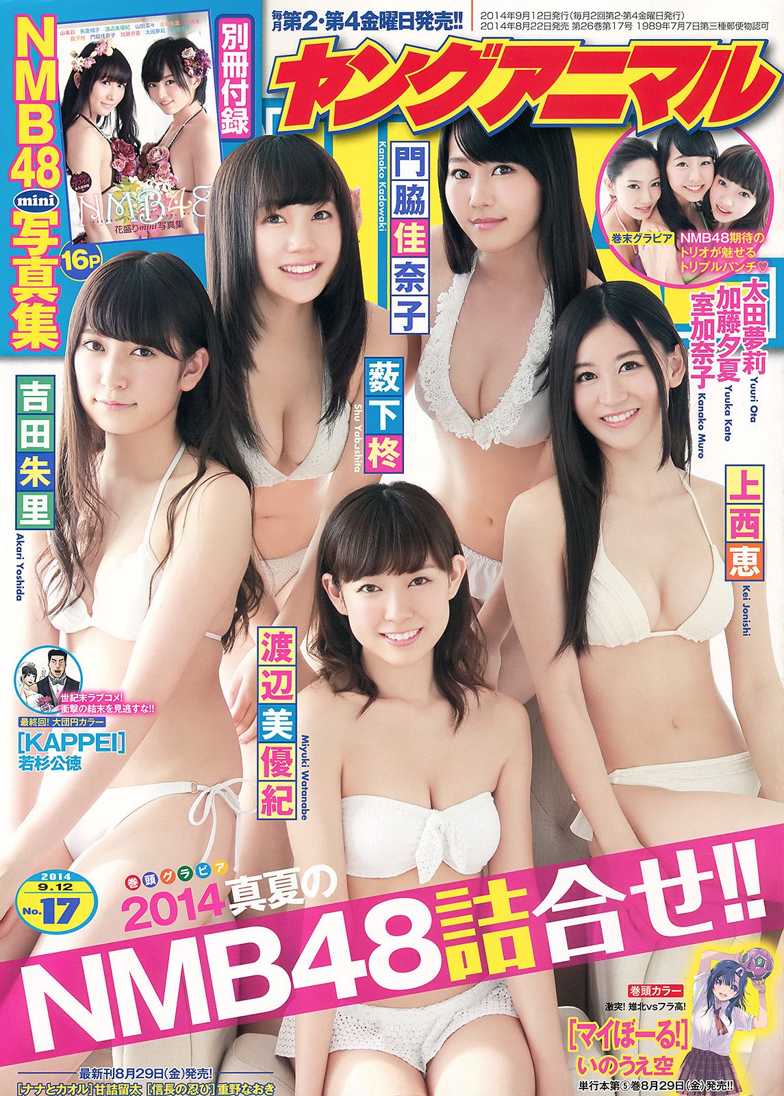 NMB48 吉田朱里 上西恵 渡辺美優紀 矢倉楓子 山本彩 室加奈子 [Young Animal] 2014年No.17 写真杂志/(32P)