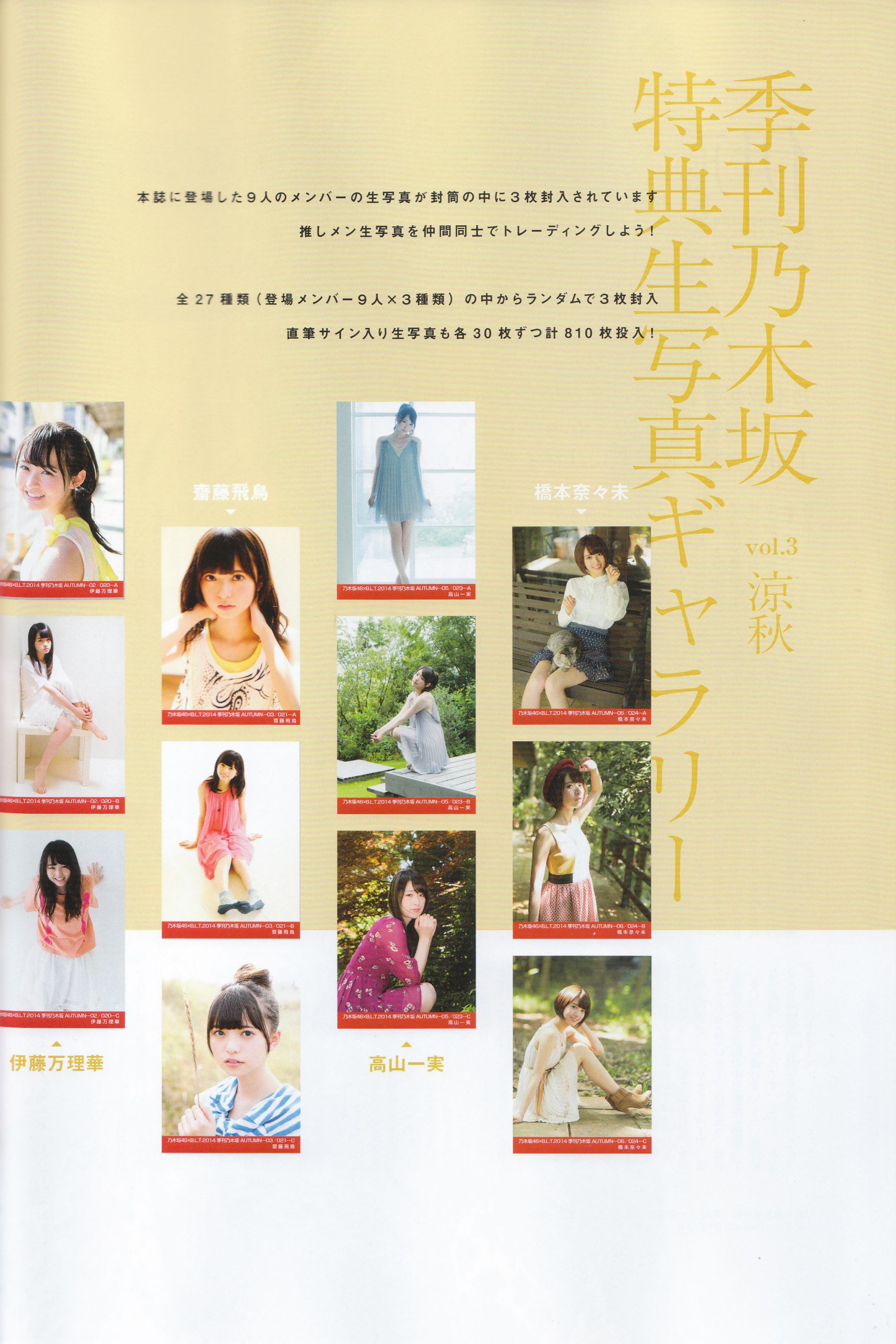 《季刊 乃木坂46 vol.3 涼秋》全本 写真书/(99P)