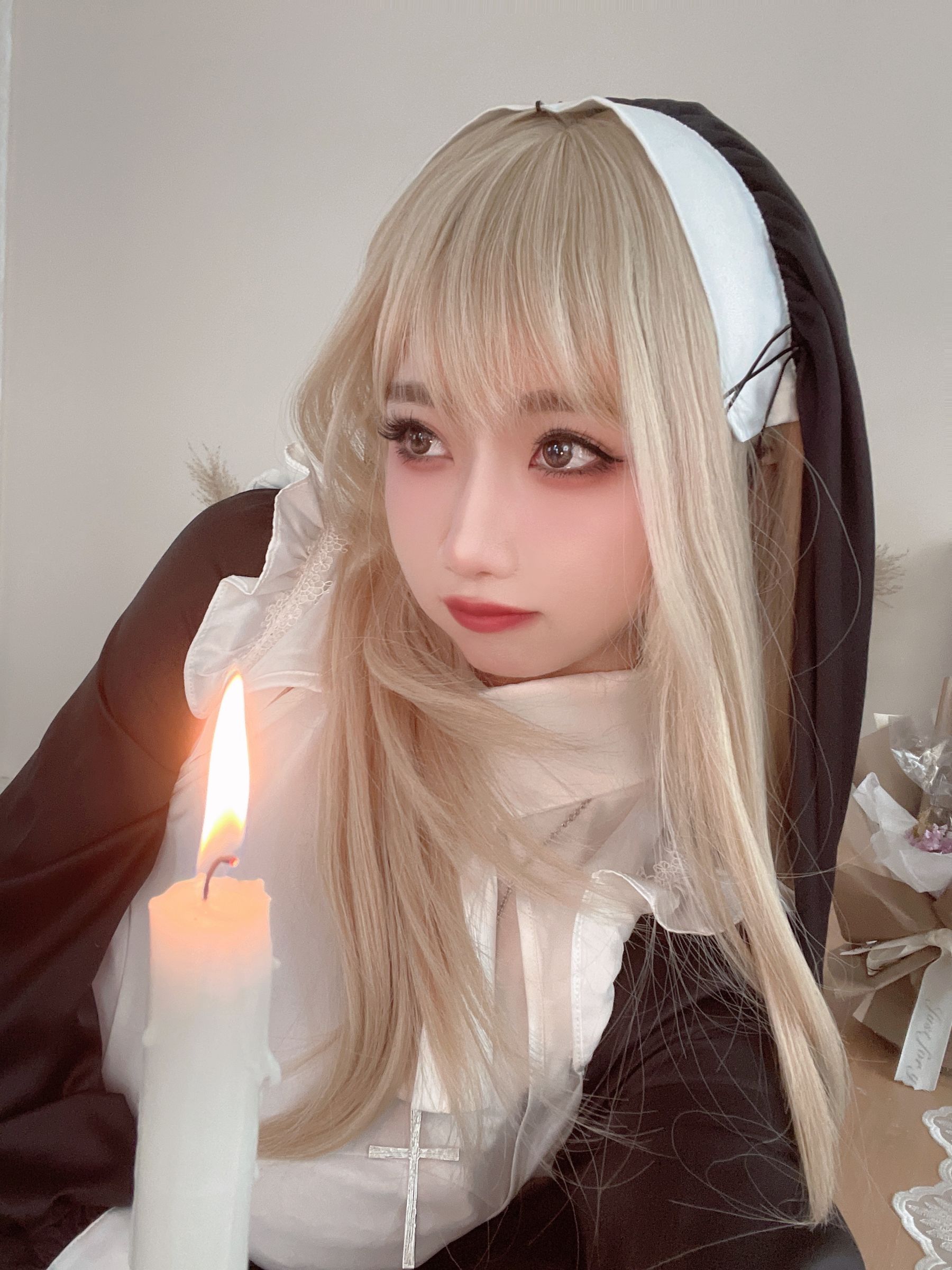 [福利COS] 白嫩美少女鬼畜瑶 - 修女/(47P)