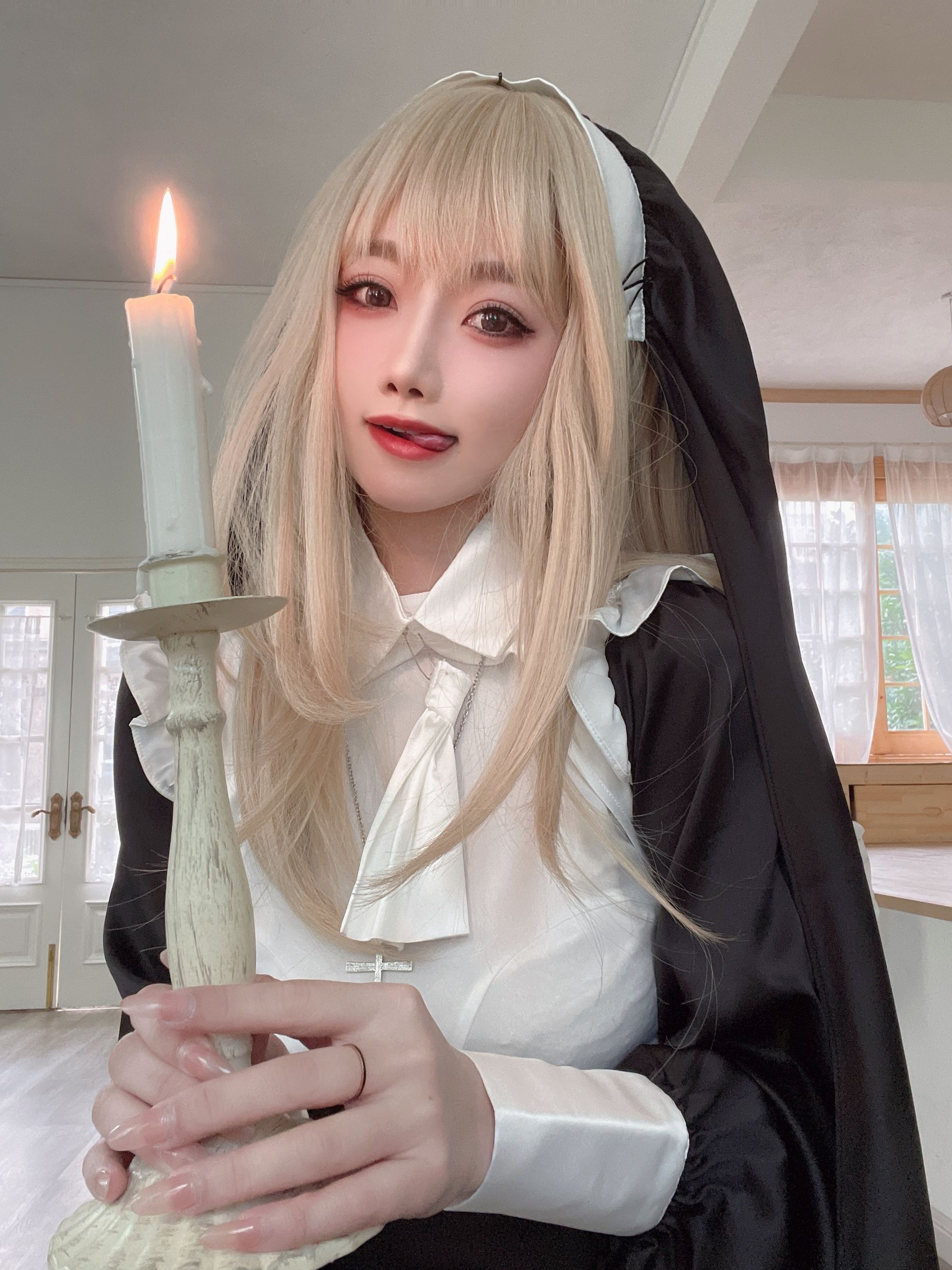 [福利COS] 白嫩美少女鬼畜瑶 - 修女/(47P)