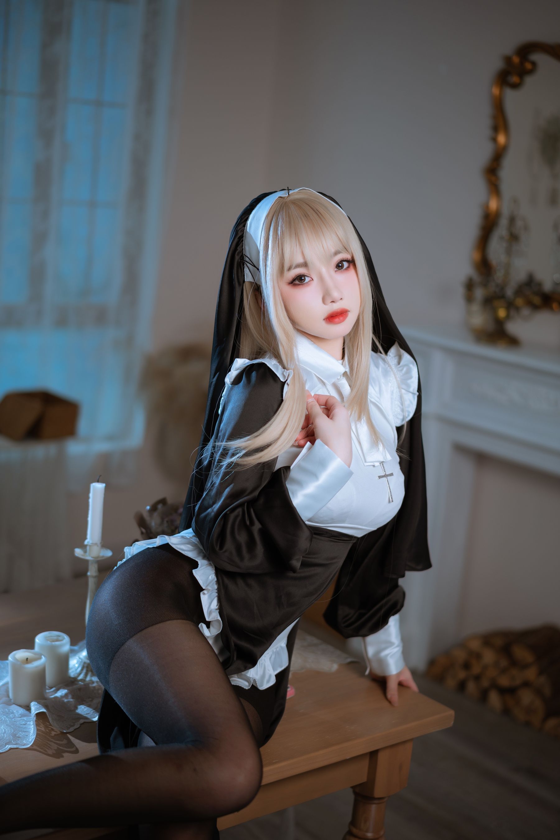 [福利COS] 白嫩美少女鬼畜瑶 - 修女/(47P)