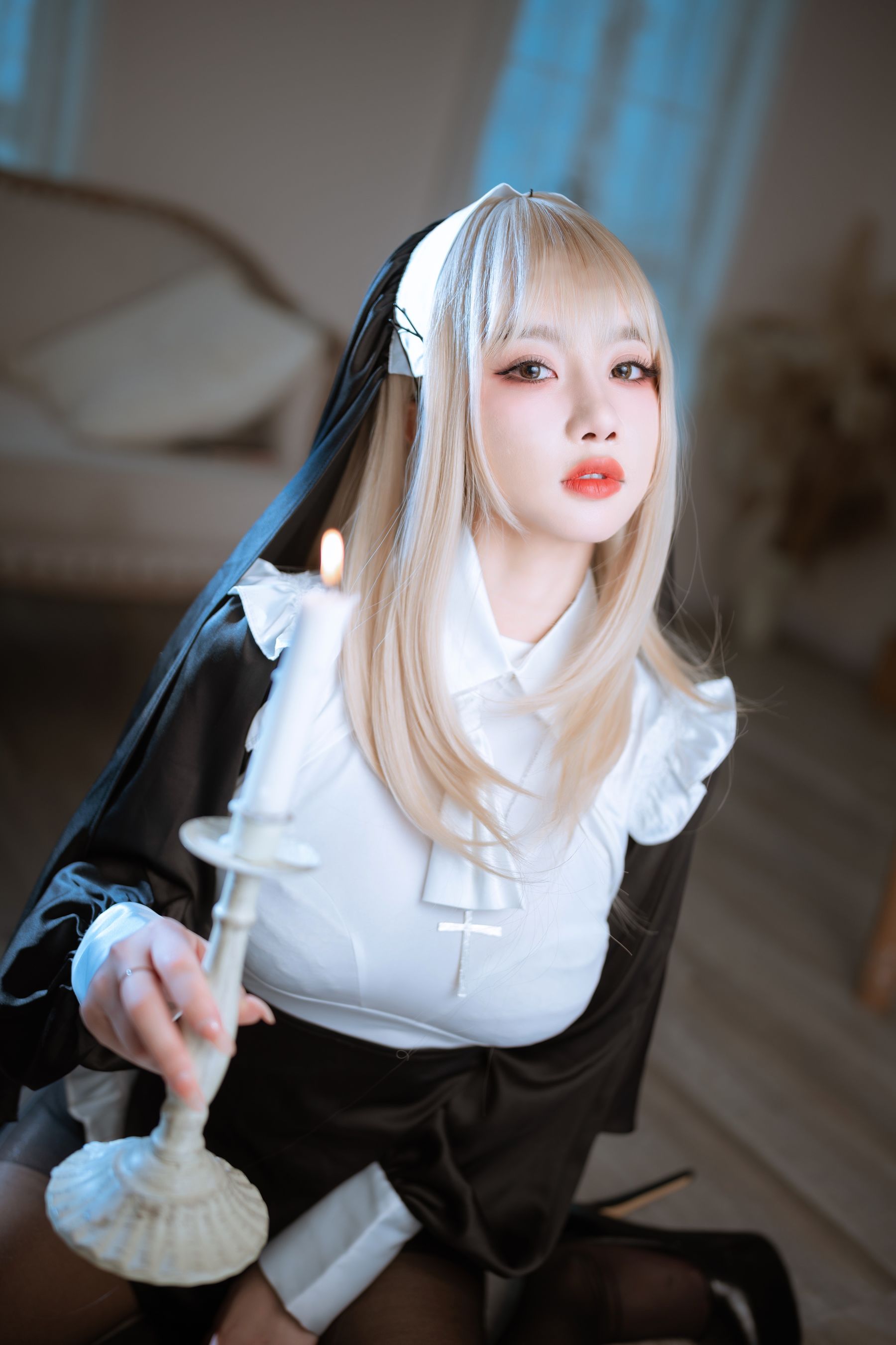 [福利COS] 白嫩美少女鬼畜瑶 - 修女/(47P)