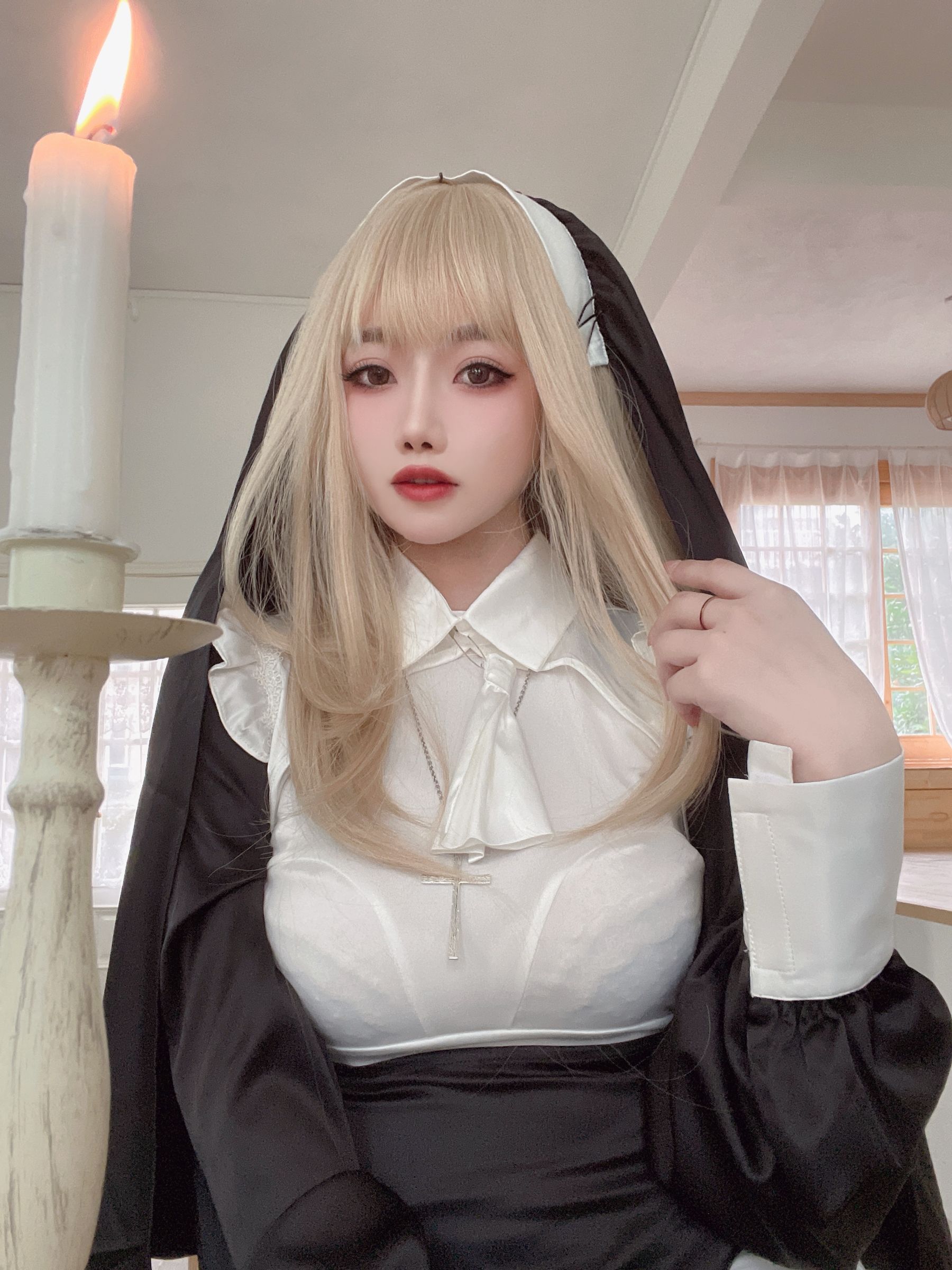 [福利COS] 白嫩美少女鬼畜瑶 - 修女/(47P)