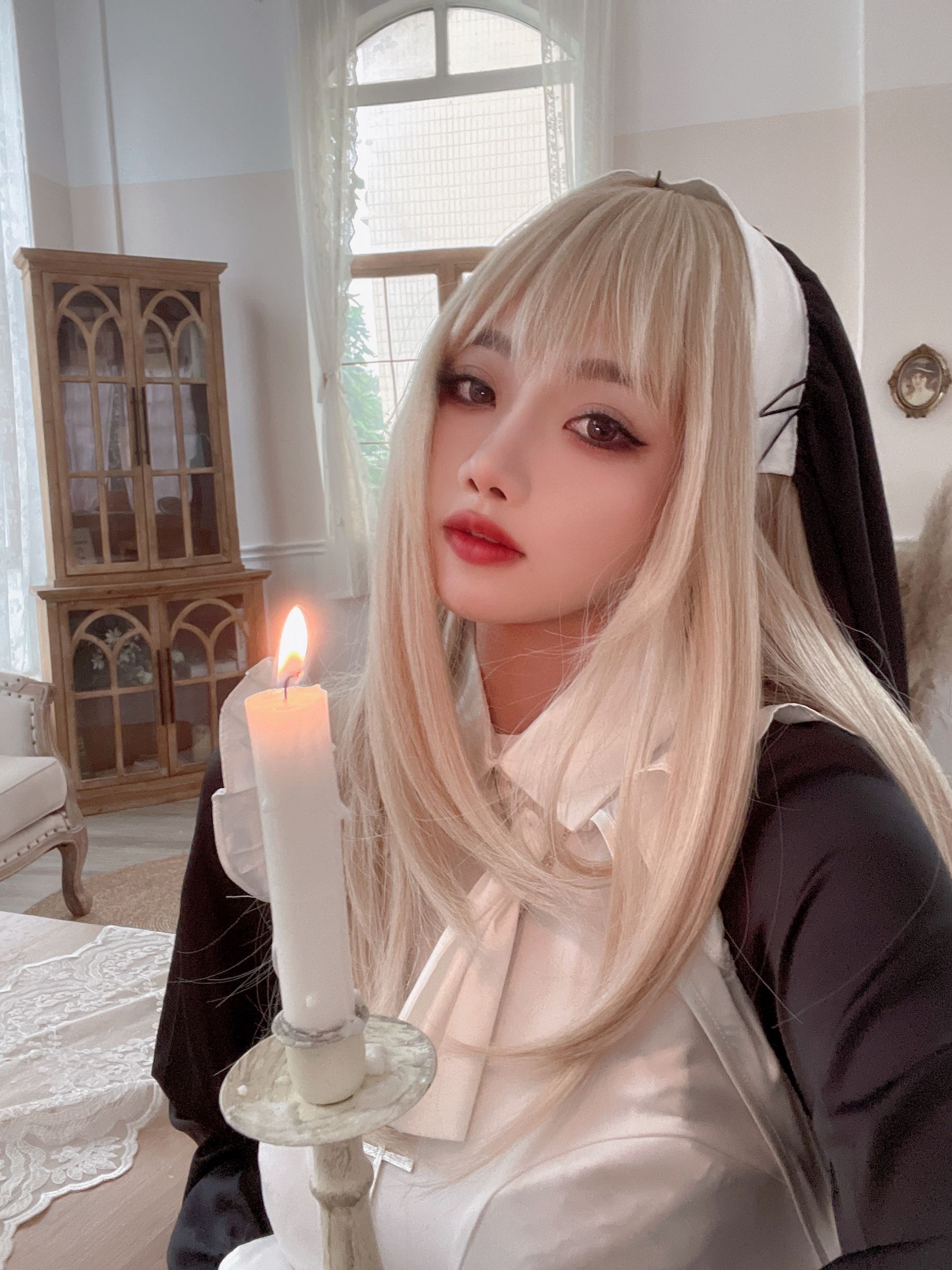 [福利COS] 白嫩美少女鬼畜瑶 - 修女/(47P)