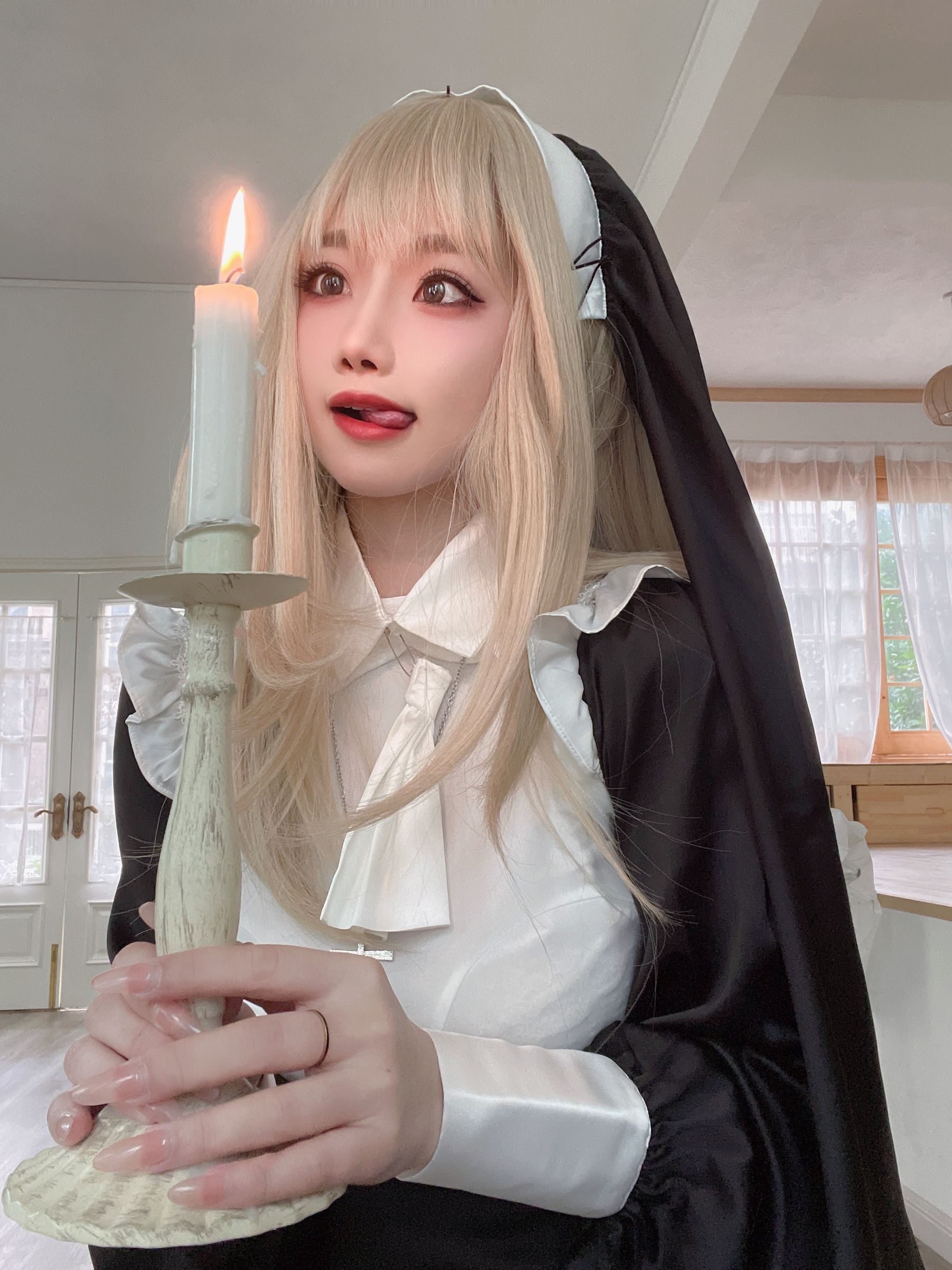 [福利COS] 白嫩美少女鬼畜瑶 - 修女/(47P)