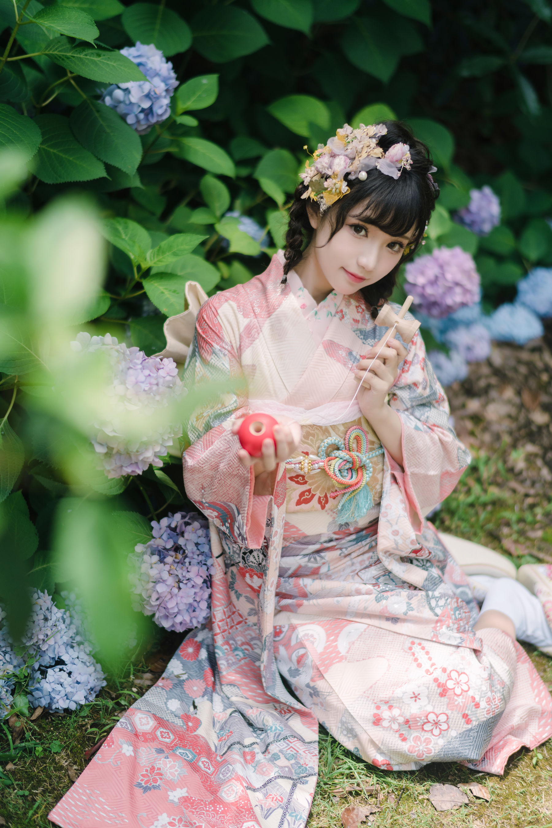 [福利COS] 花柒Hana - 绣球花和服/(18P)