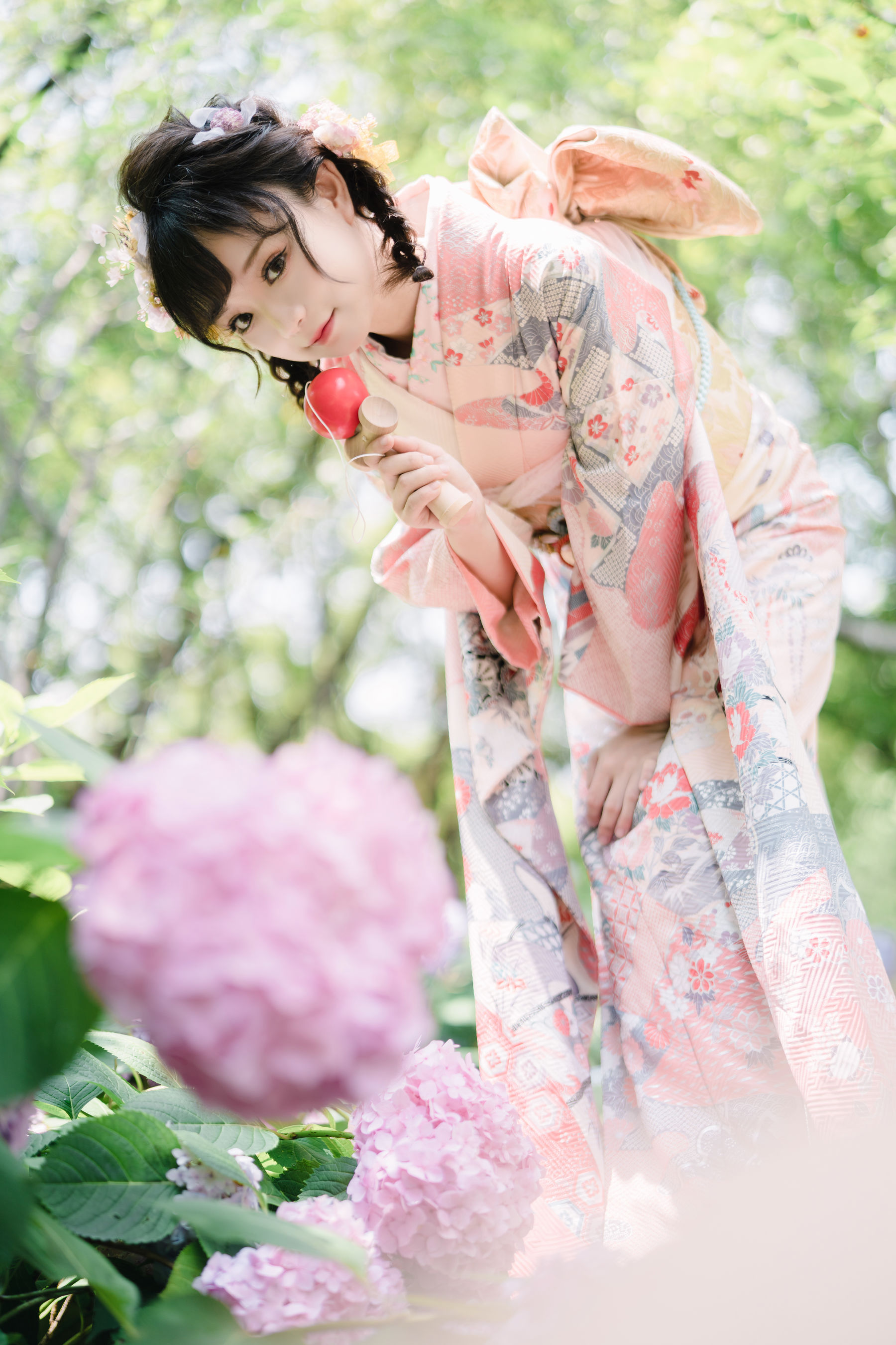 [福利COS] 花柒Hana - 绣球花和服/(18P)