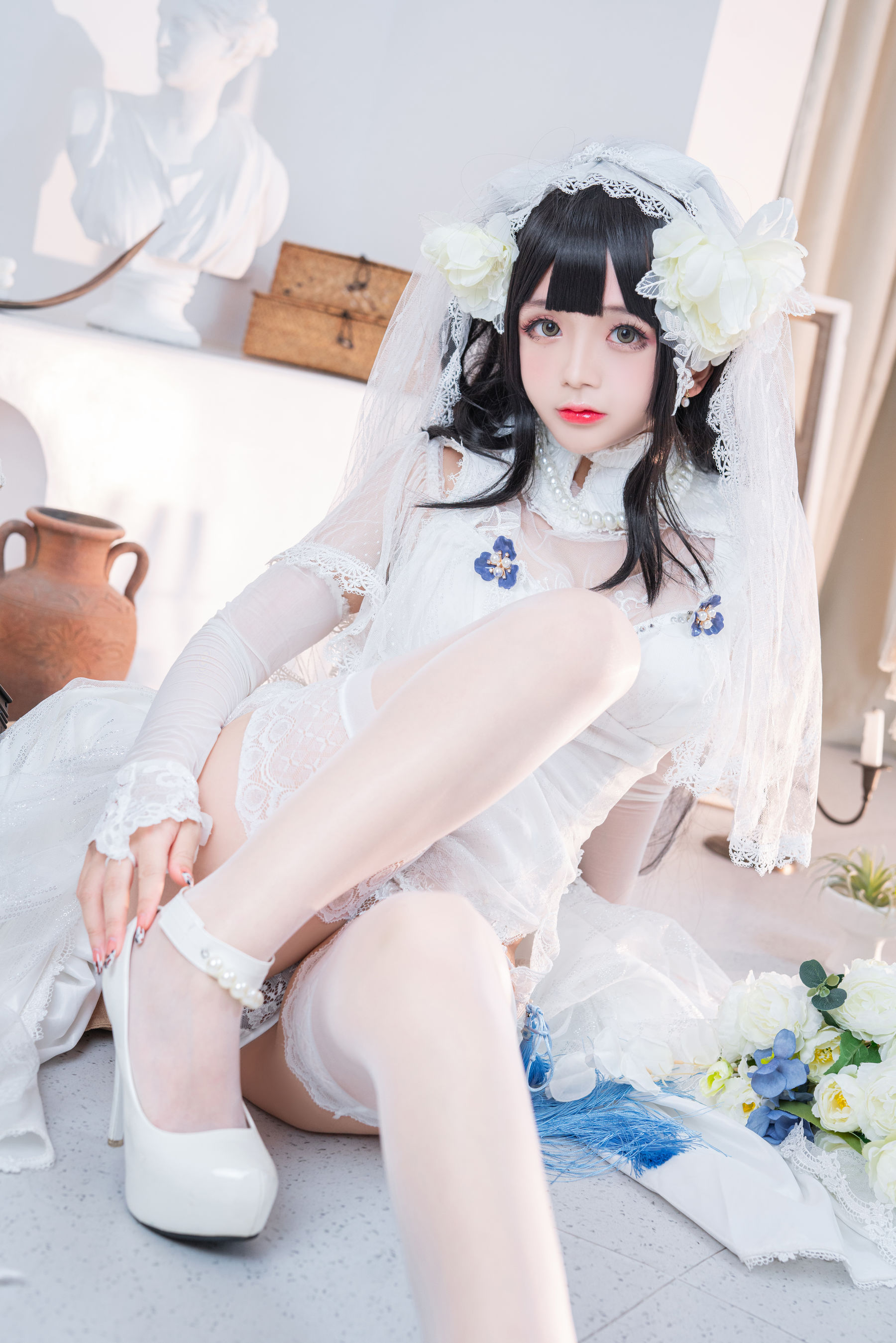 [福利COS] Cosplay日奈娇 - 95式婚纱/(50P)