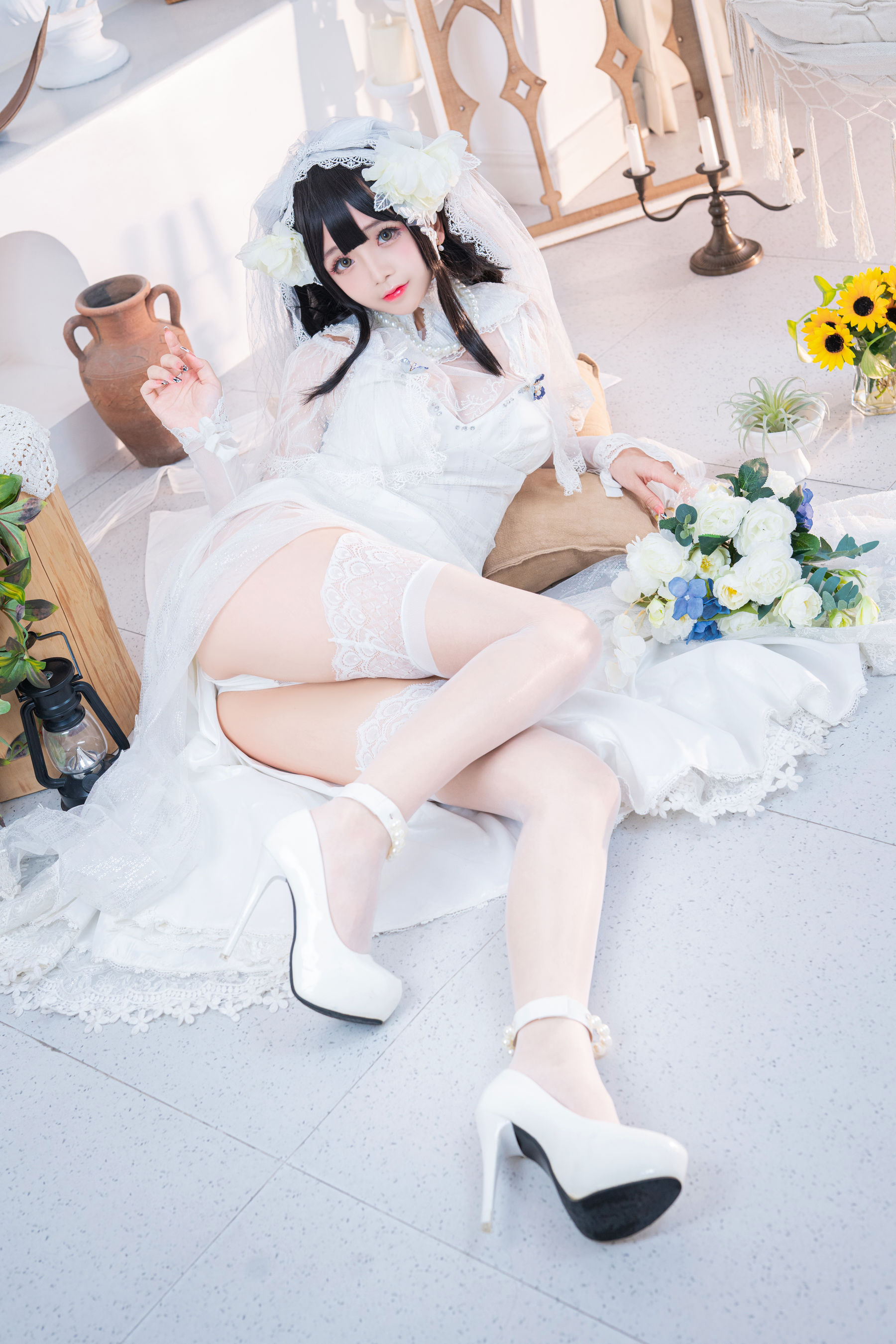 [福利COS] Cosplay日奈娇 - 95式婚纱/(50P)