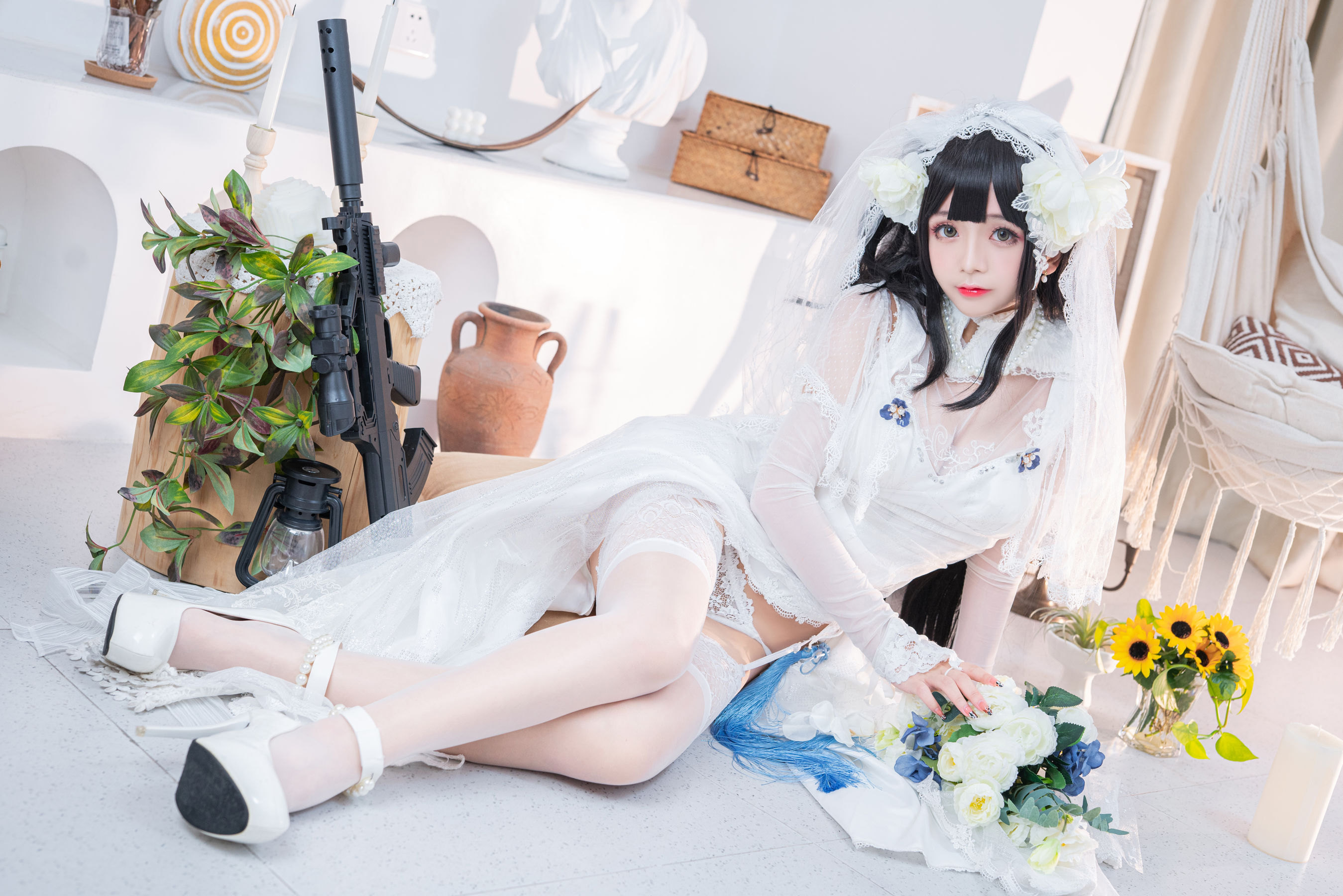 [福利COS] Cosplay日奈娇 - 95式婚纱/(50P)