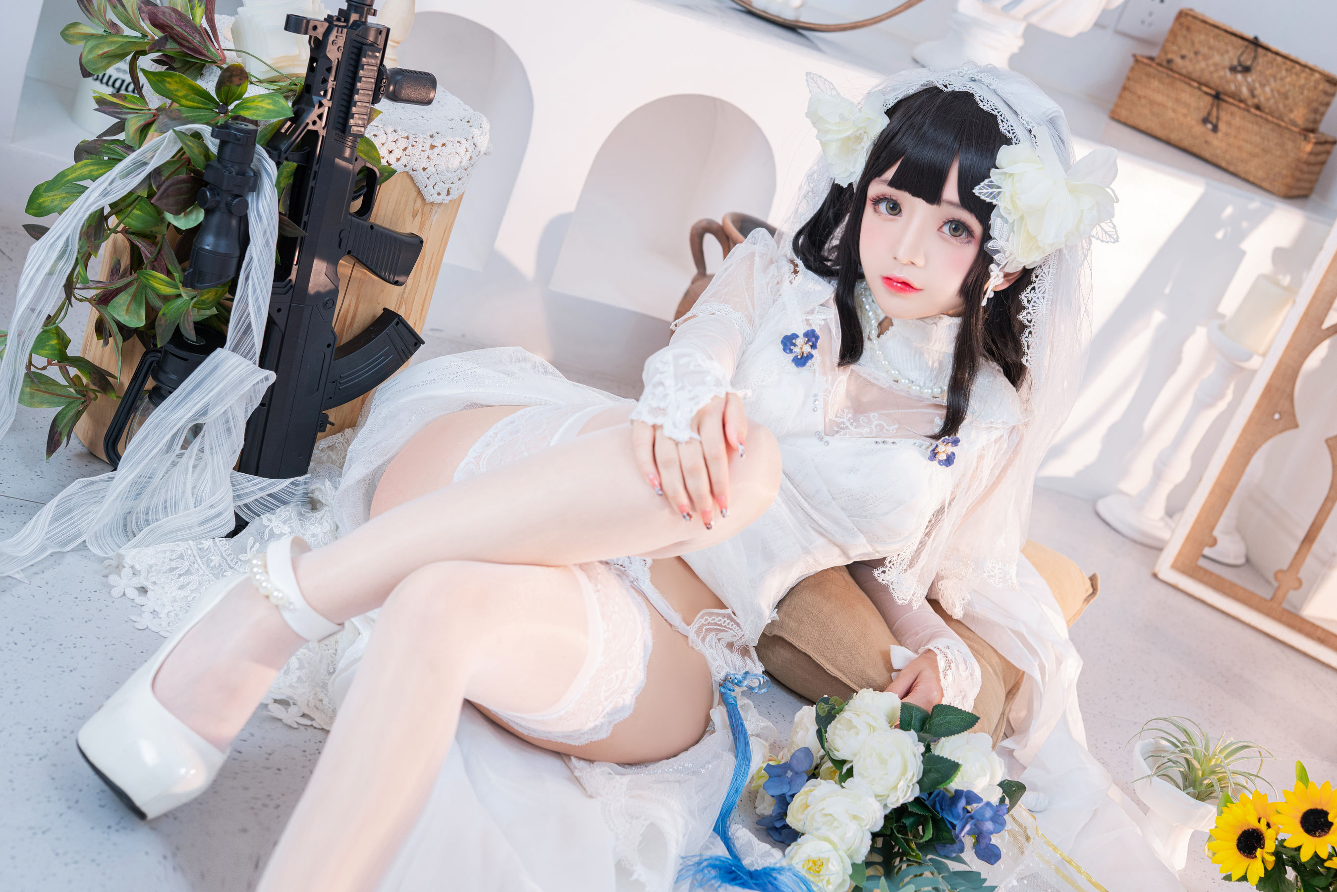 [福利COS] Cosplay日奈娇 - 95式婚纱/(50P)