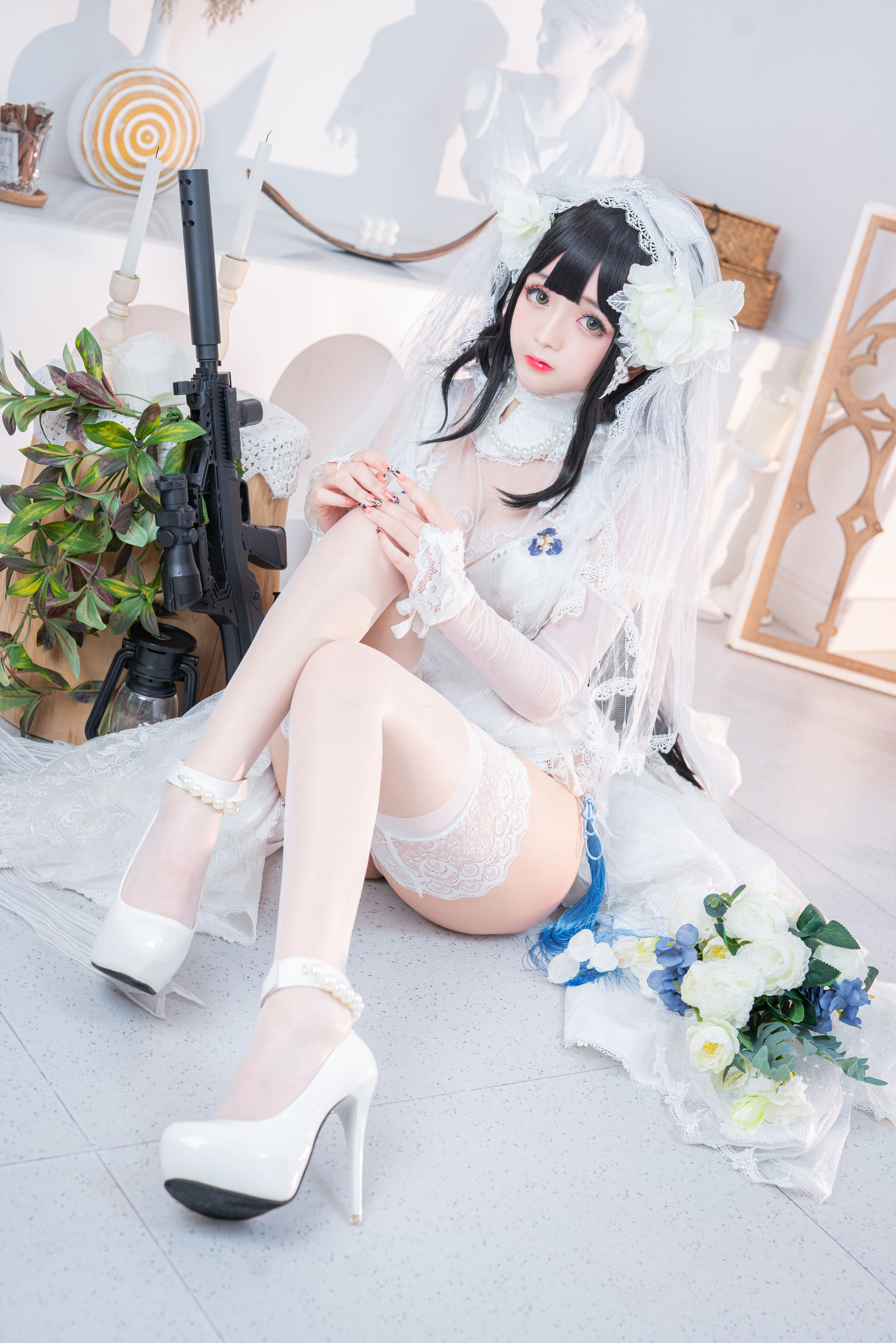 [福利COS] Cosplay日奈娇 - 95式婚纱/(50P)