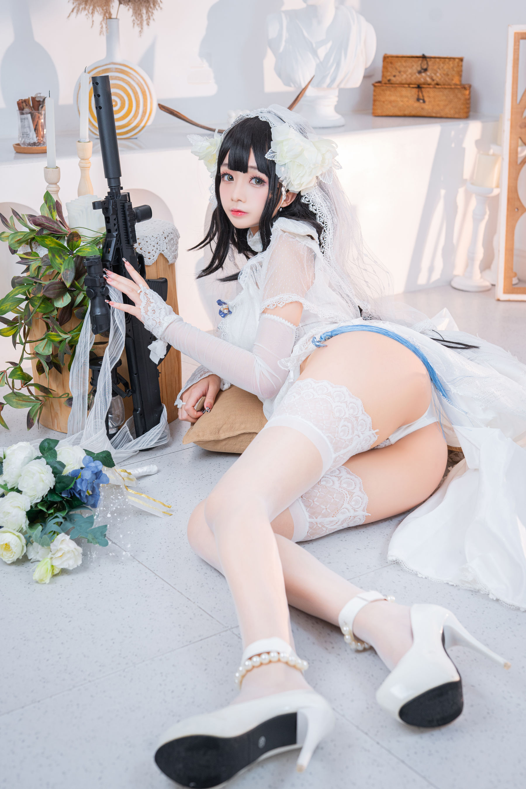 [福利COS] Cosplay日奈娇 - 95式婚纱/(50P)