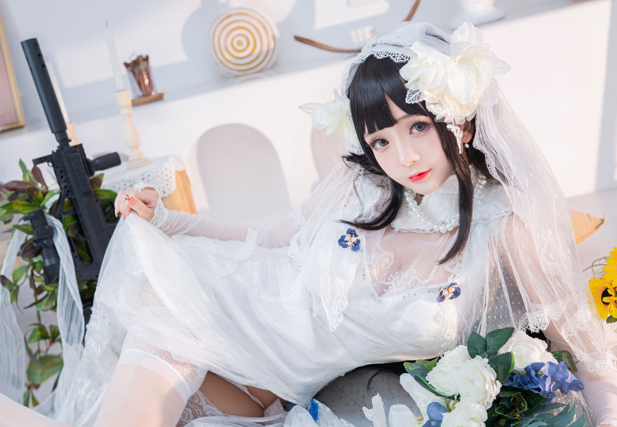 [福利COS] Cosplay日奈娇 - 95式婚纱/(50P)