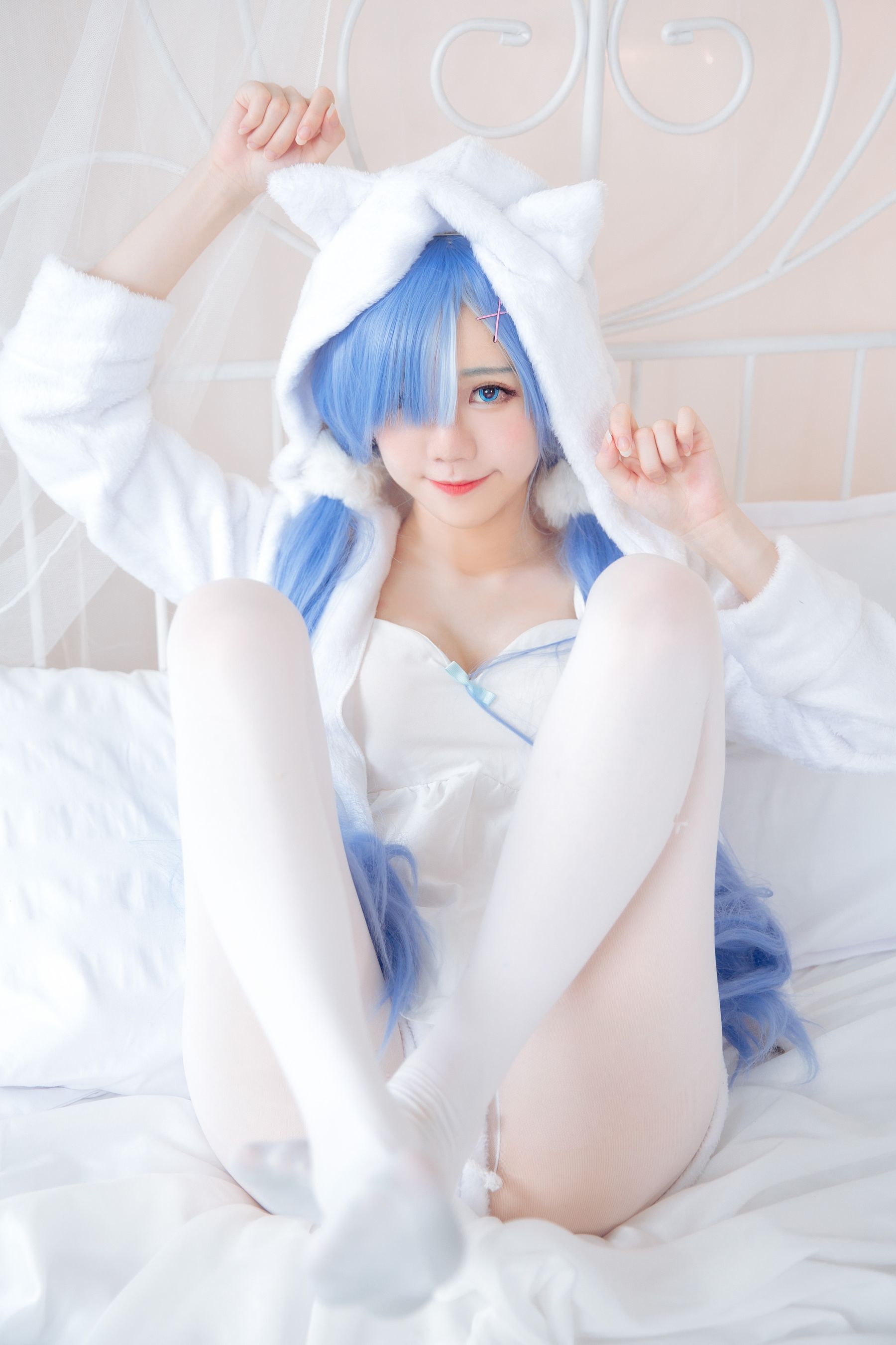 [网红COS] Sally Dorasnow - Rem White Kitty/(49P)