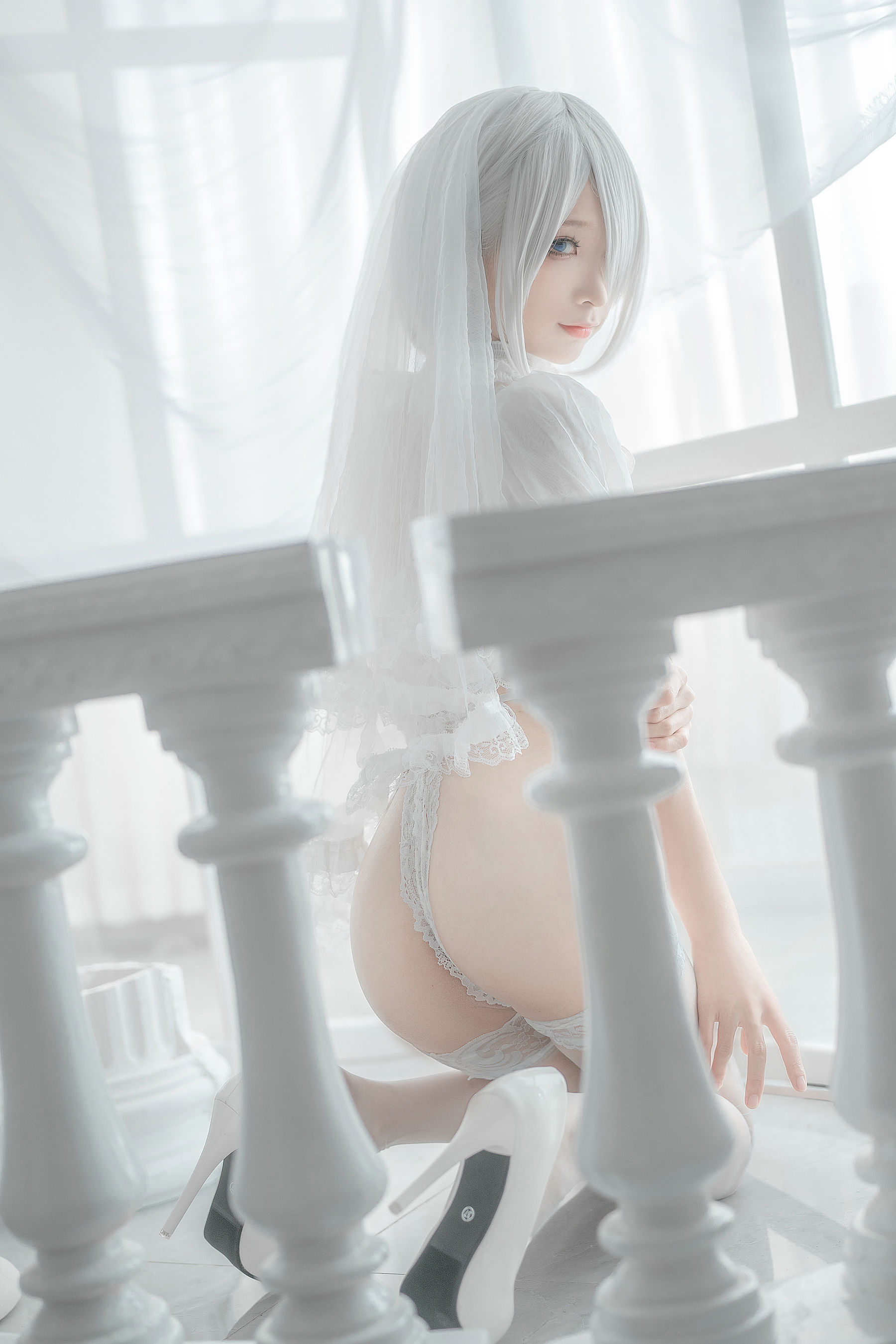 [网红COS] 动漫博主蠢沫沫 - 2B-白婚纱/(59P)